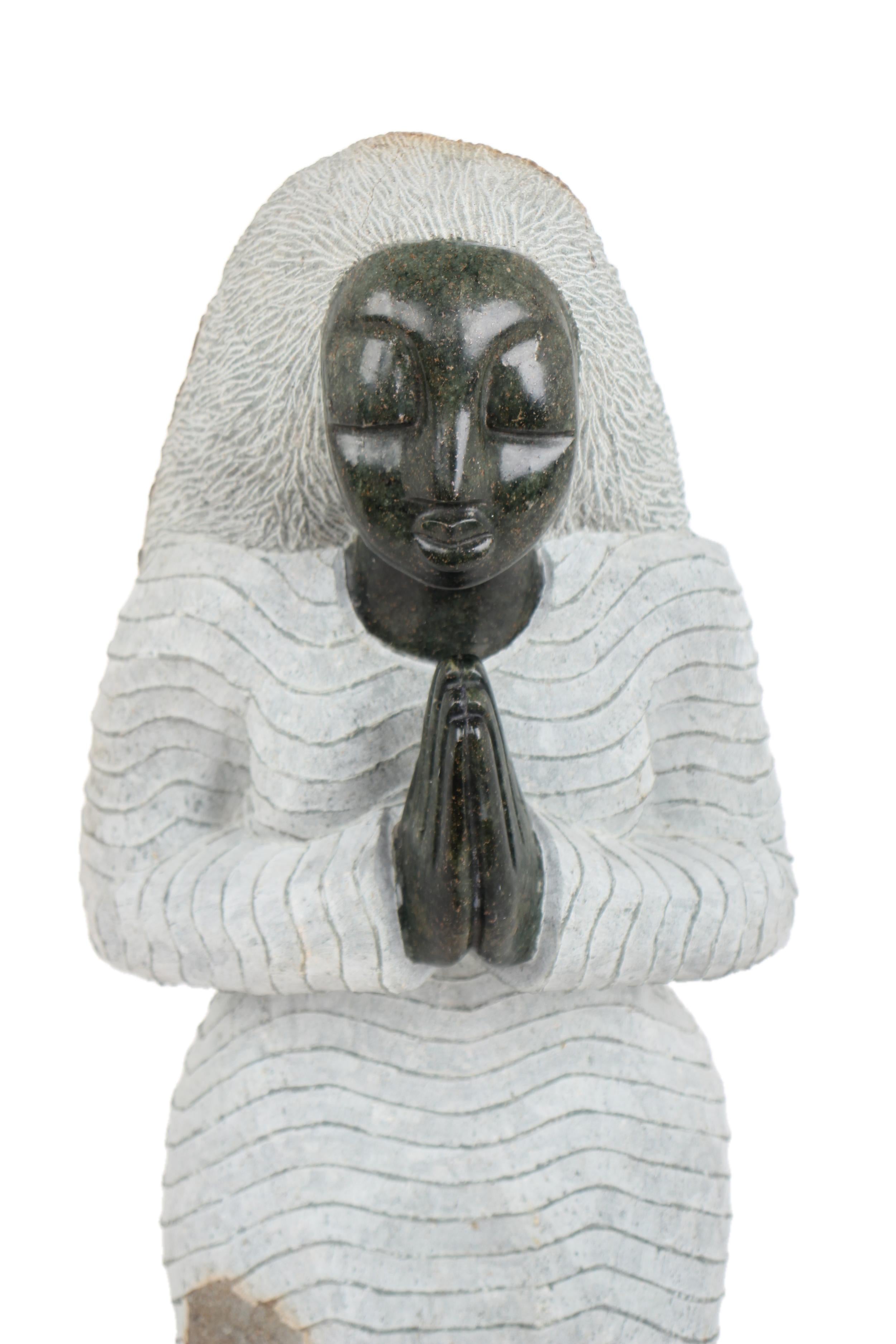 Shona Tribe Opal Stone Praying Woman Sculpture ~31.5" Tall - New 2025