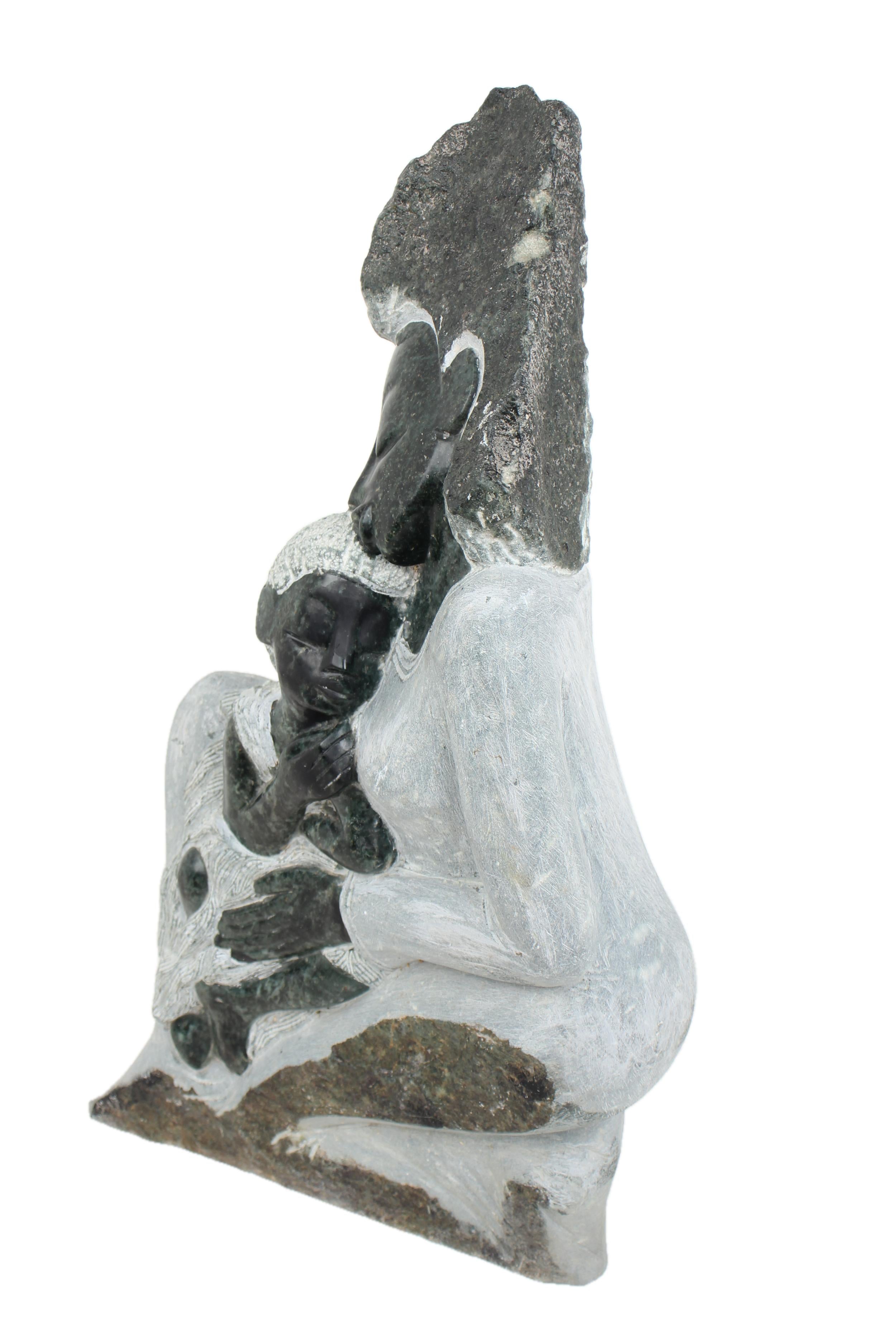 Shona Tribe Opal Stone Mother and Child ~31.1" Tall - New 2025 - Shona