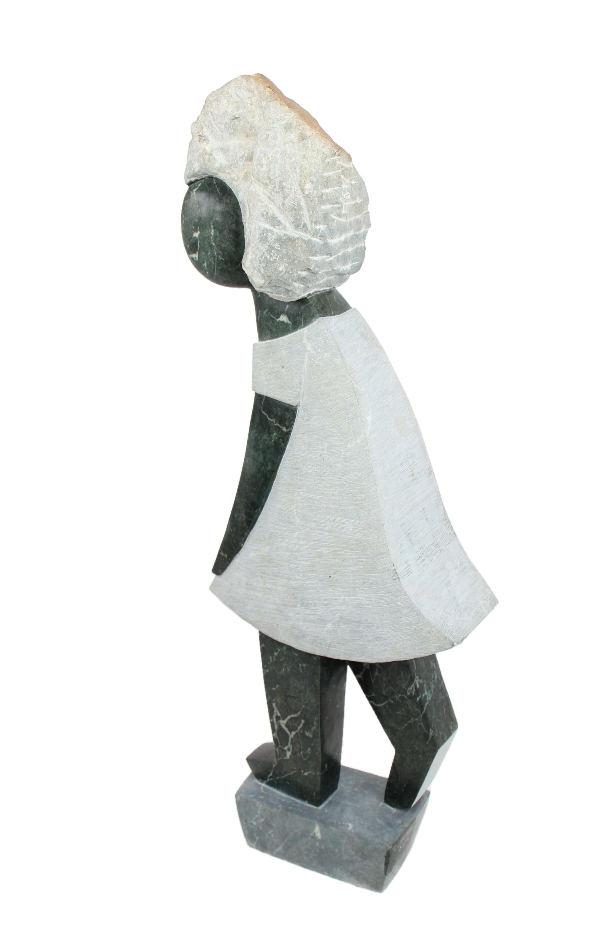 Shona Tribe Opal Stone Child Sculpture ~43.3" Tall - New 2025 - Shona