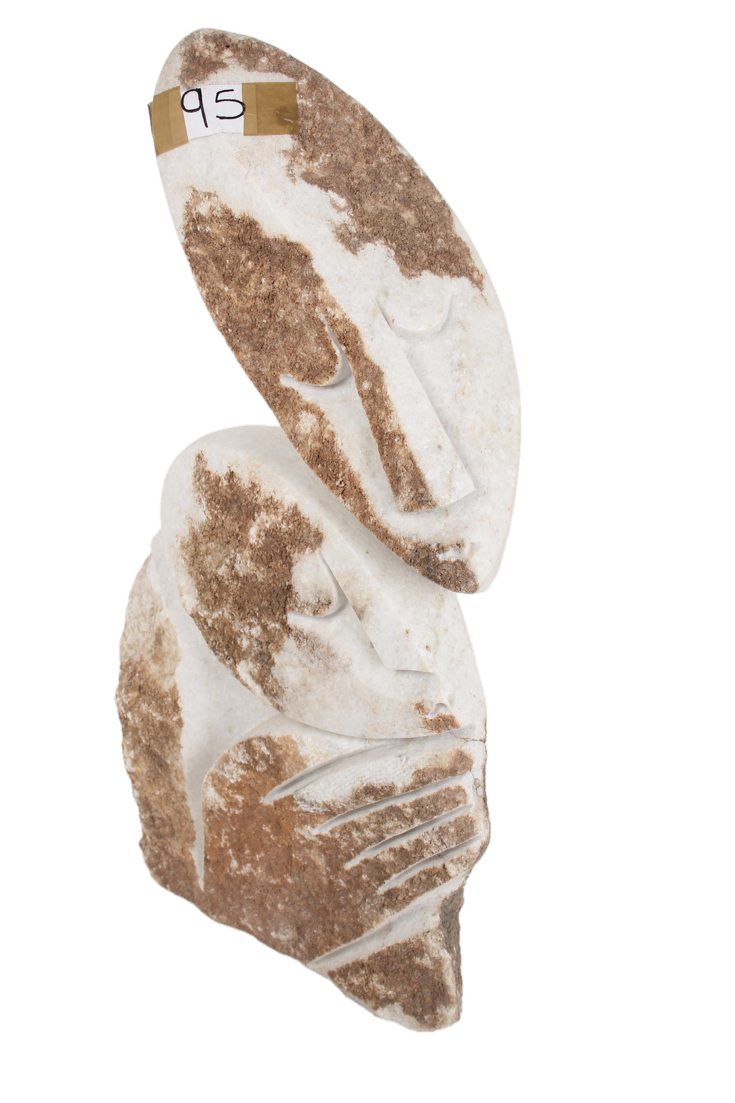 Shona Tribe Dolomite Stone Lovers ~39.0" Tall - New 2025 - Shona