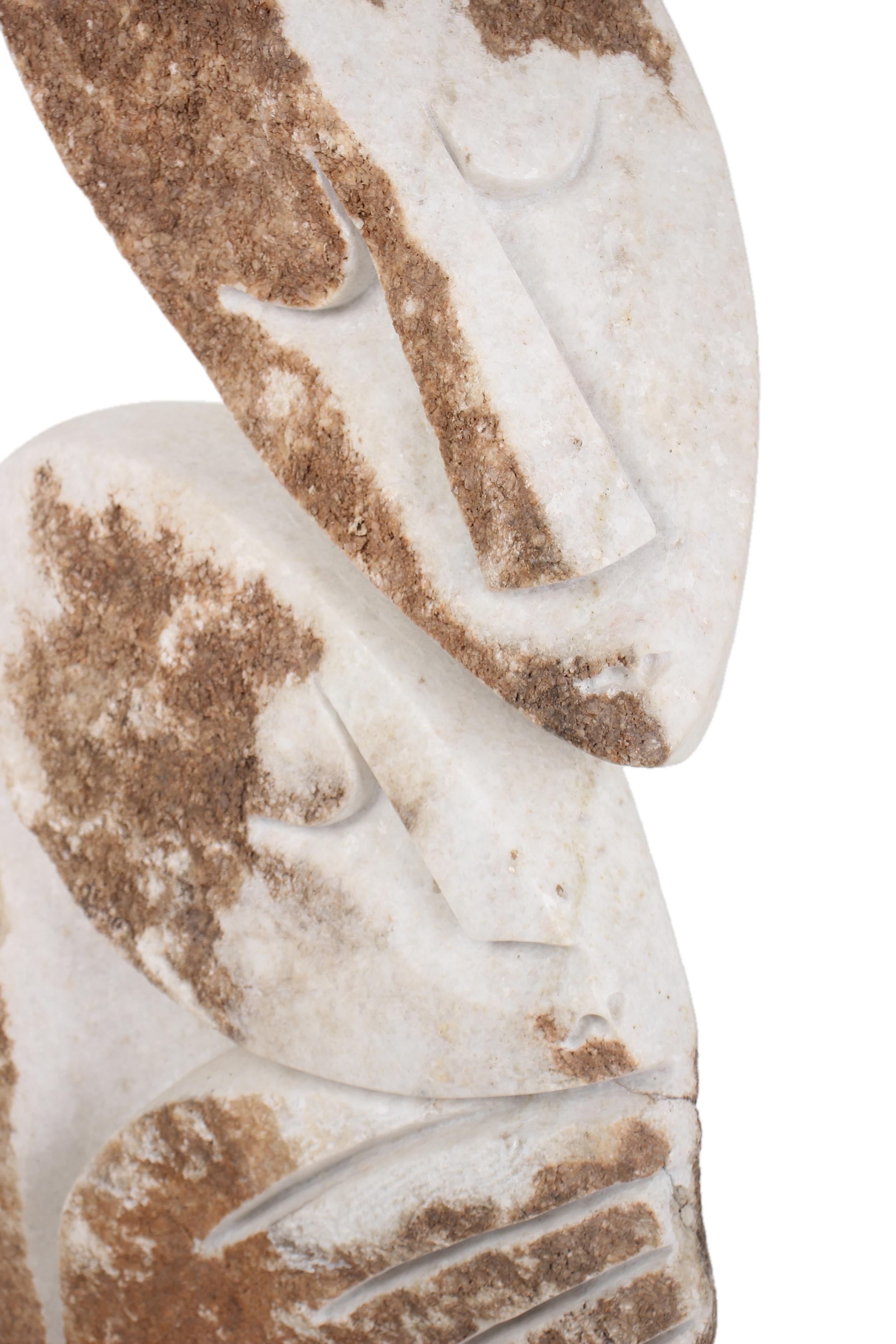 Shona Tribe Dolomite Stone Lovers ~39.0" Tall - New 2025 - Shona