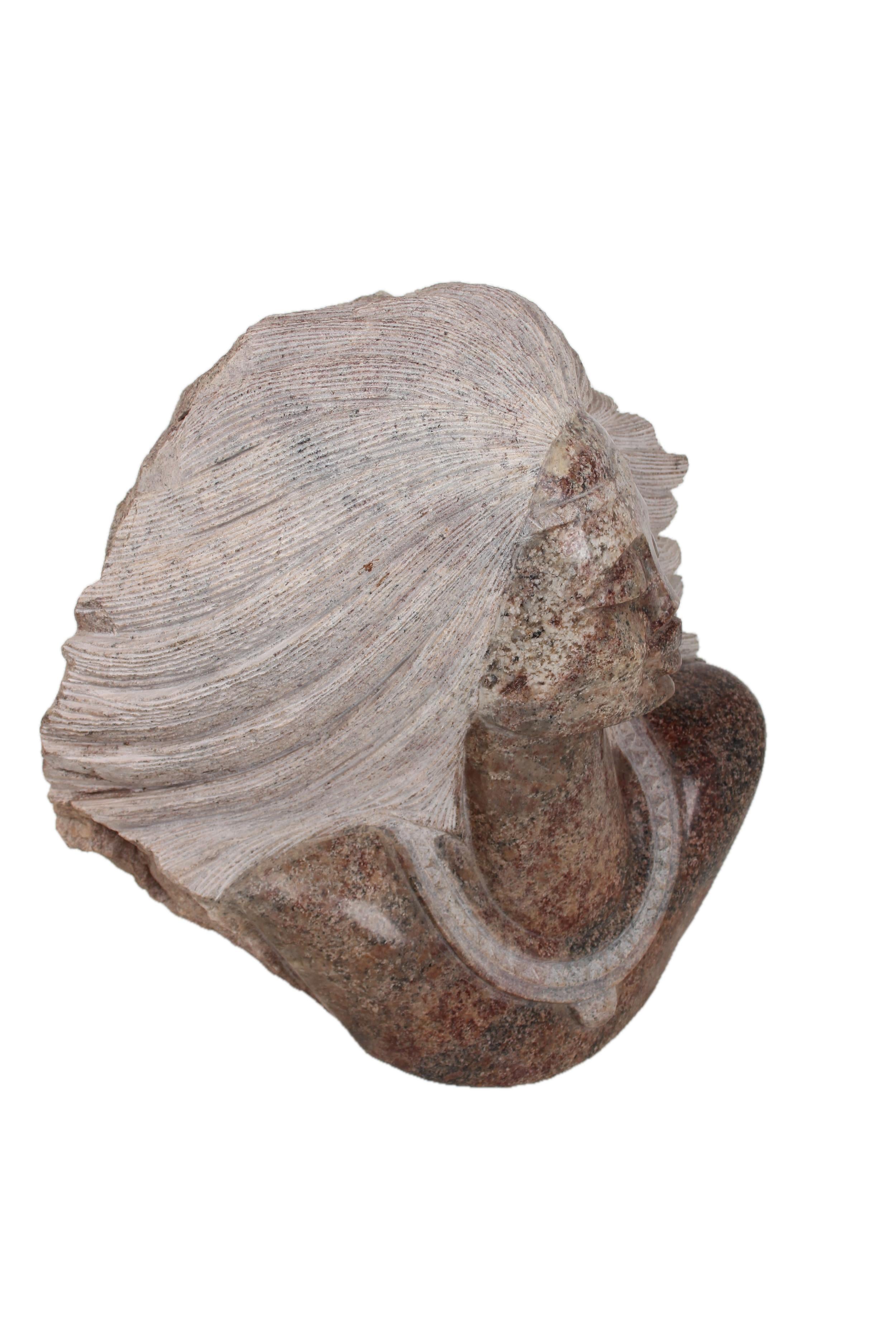 Shona Tribe Serpentine Stone Queen Head ~21.7" Tall - New 2025 - Shona