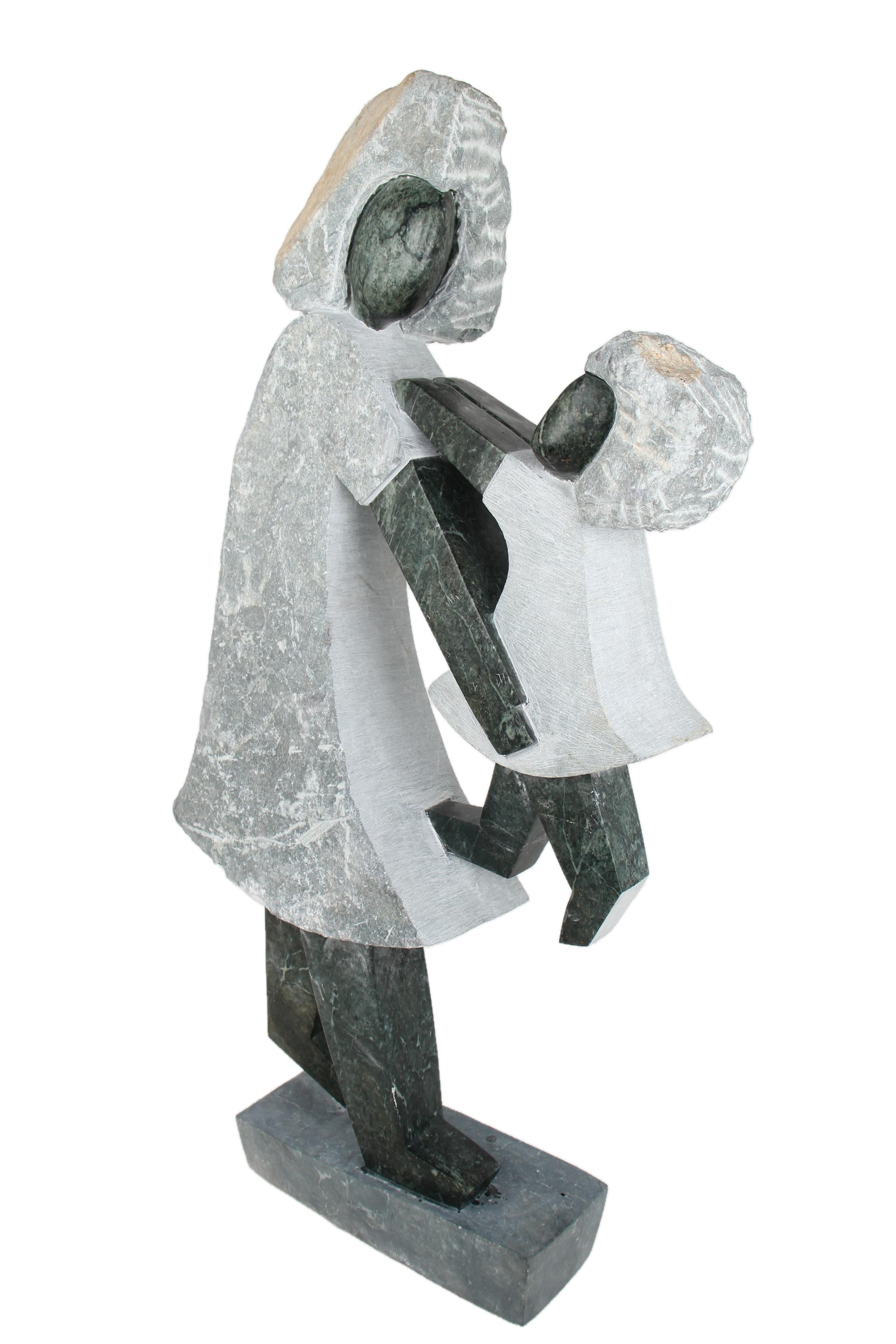 Shona Tribe Opal Stone Mother and Child ~56.3" Tall - New 2025 - Shona