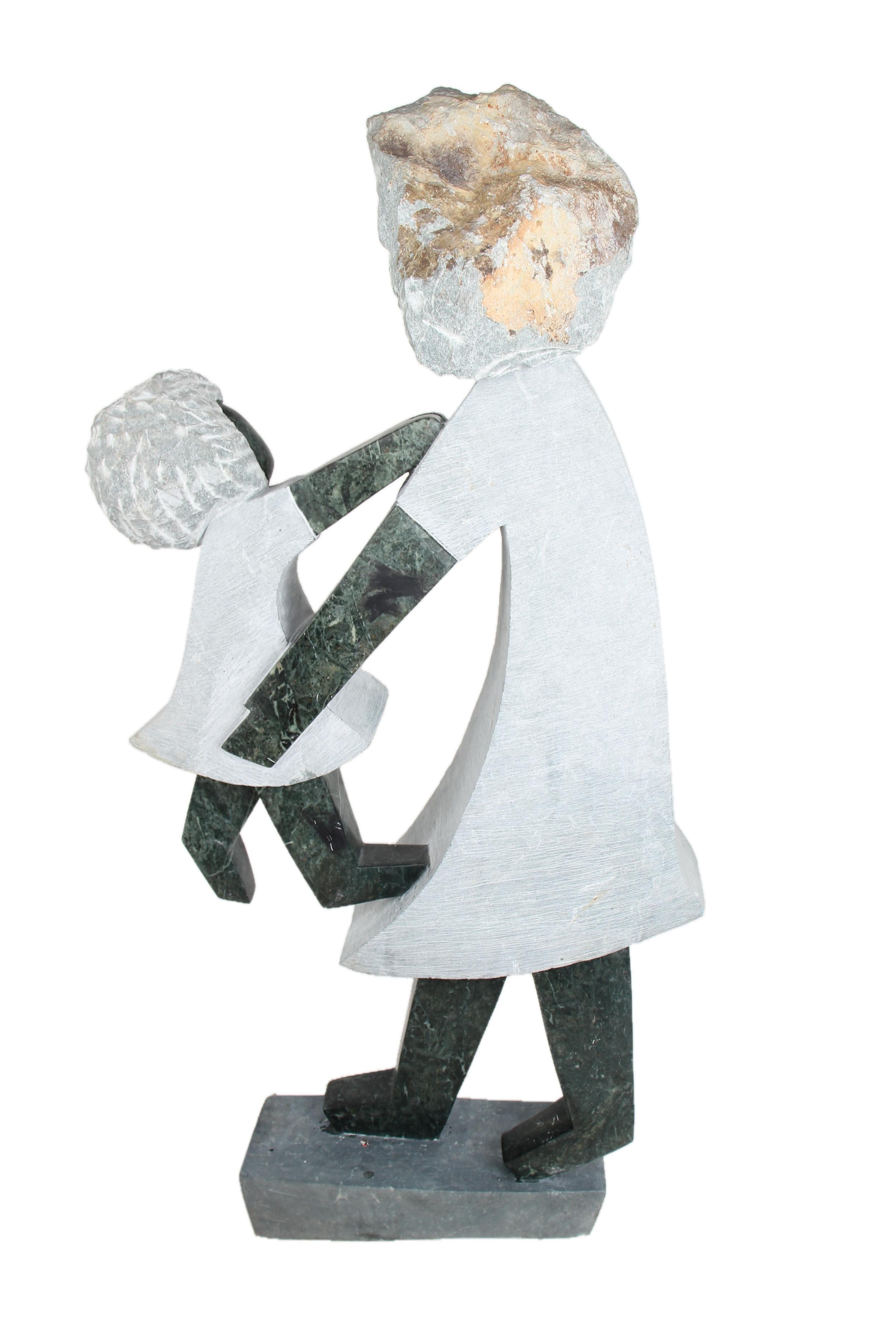 Shona Tribe Opal Stone Mother and Child ~56.3" Tall - New 2025 - Shona