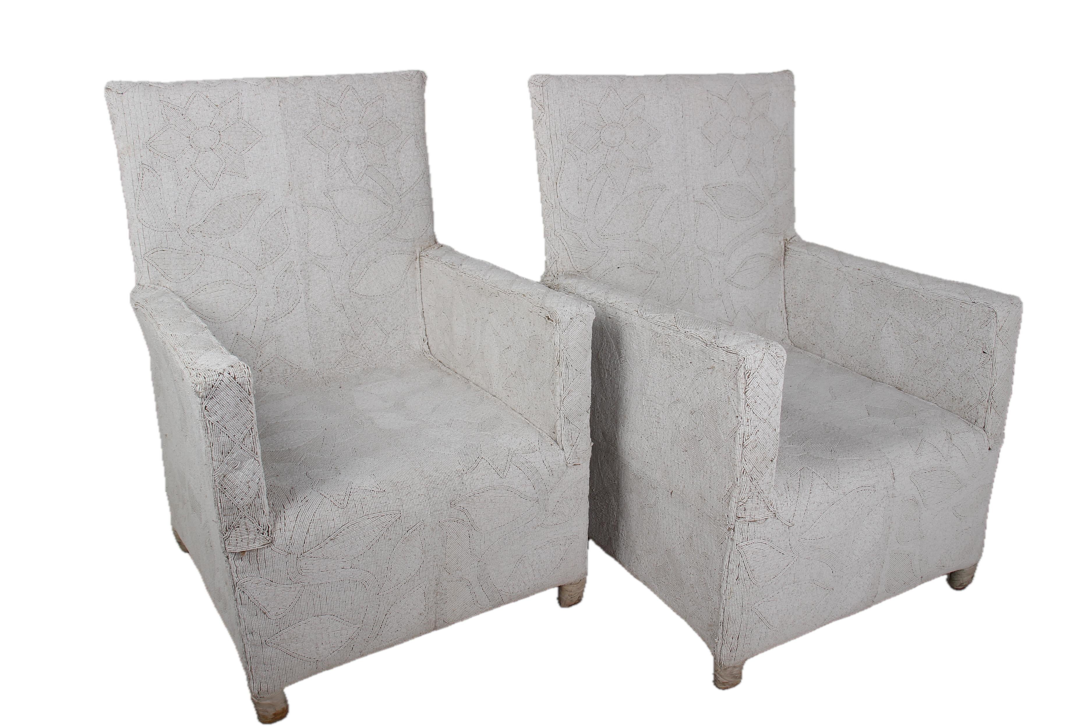 Yoruba Tribe Beaded Chairs ~37.4" Tall - New 2025 - Beaded Artifacts