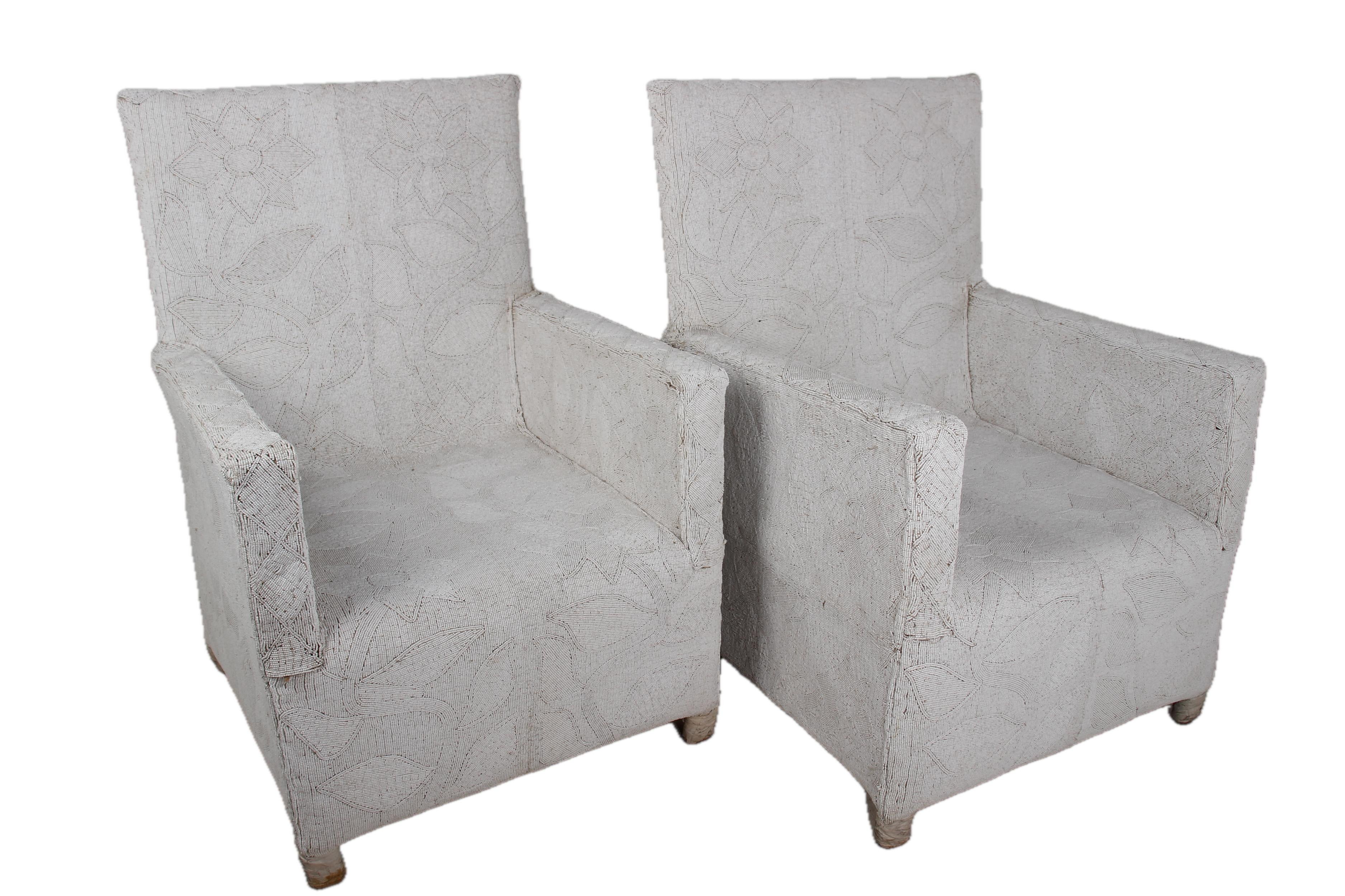 Yoruba Tribe Beaded Chairs ~37.4" Tall - New 2025 - Beaded Artifacts