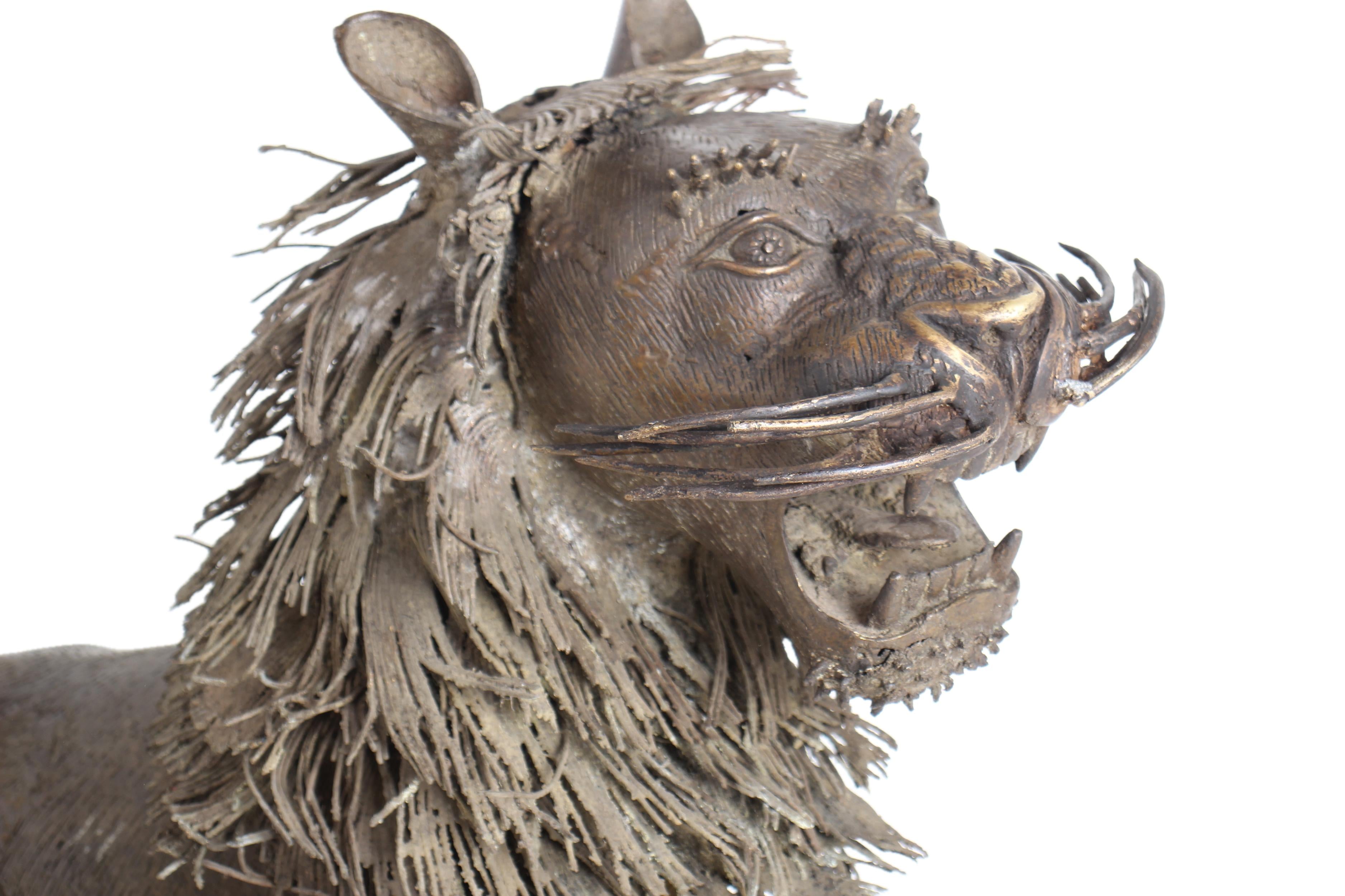Bamileke Tribe Bronze Lion ~32.7" Tall - New 2025