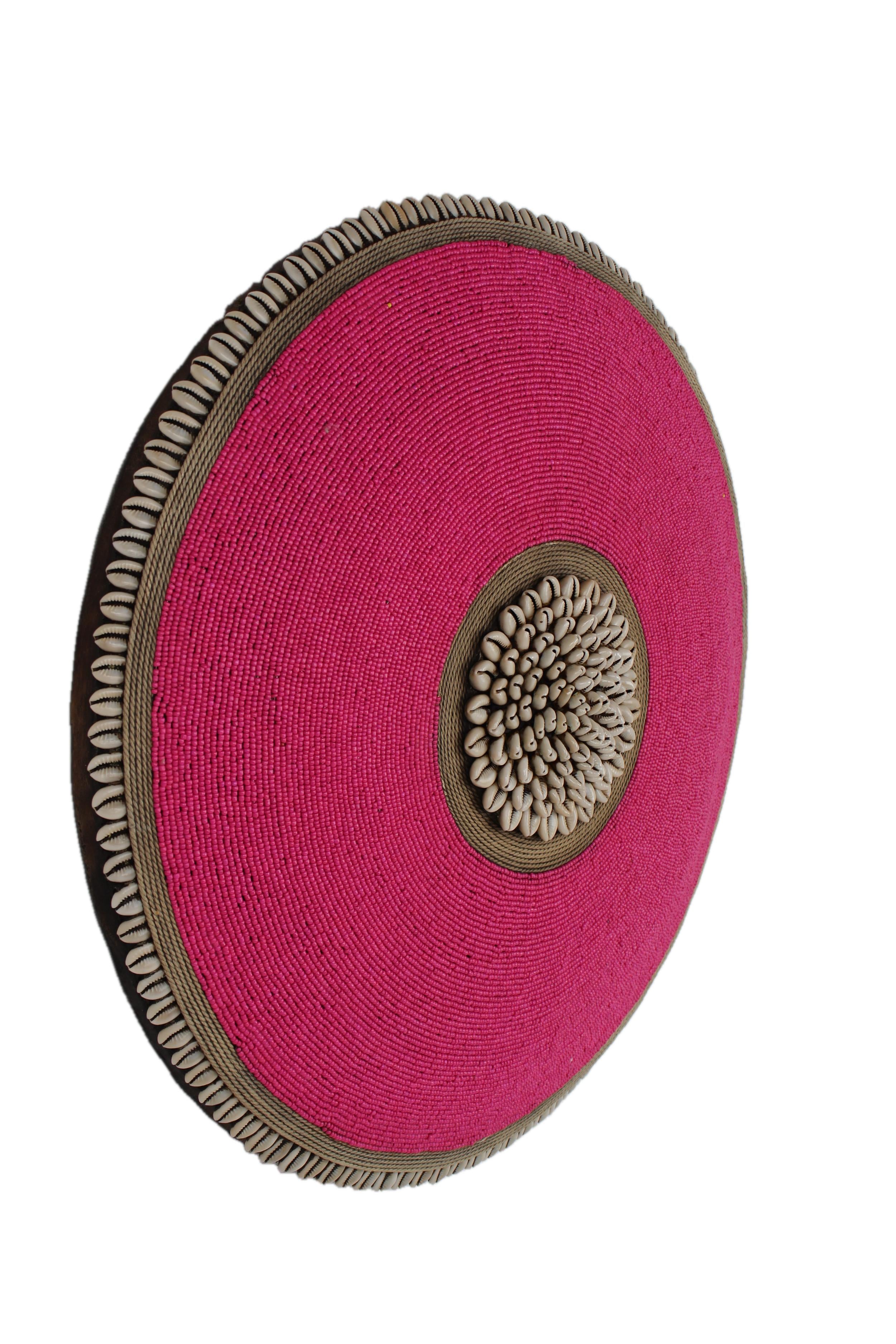 Tikar Tribe Beaded Shield ~21.7" Tall - New 2025 - Beaded Artifact