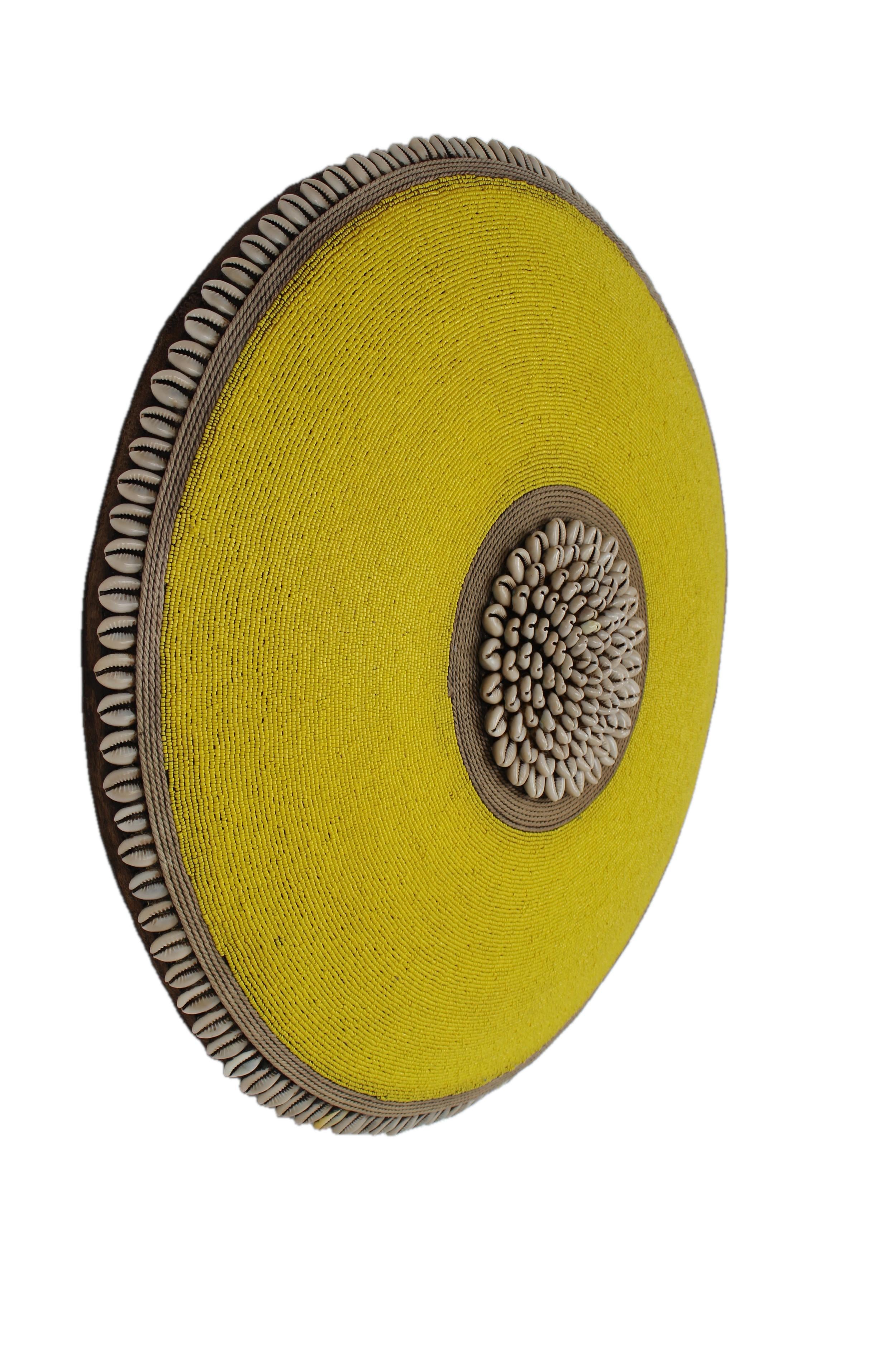 Tikar Tribe Beaded Shield ~21.3" Tall - New 2025 - Beaded Artifact