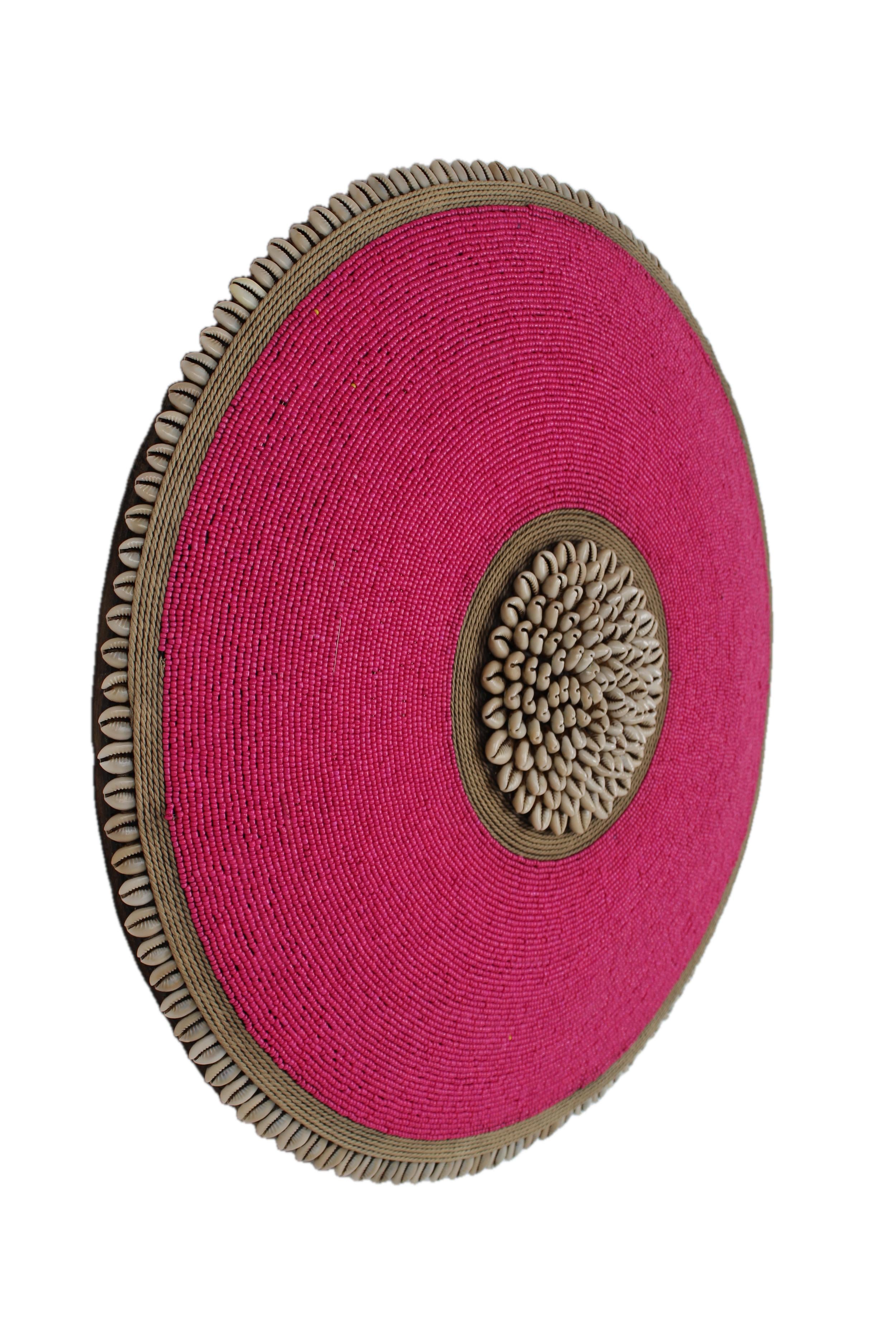 Tikar Tribe Beaded Shield ~21.3" Tall - New 2025 - Beaded Artifact