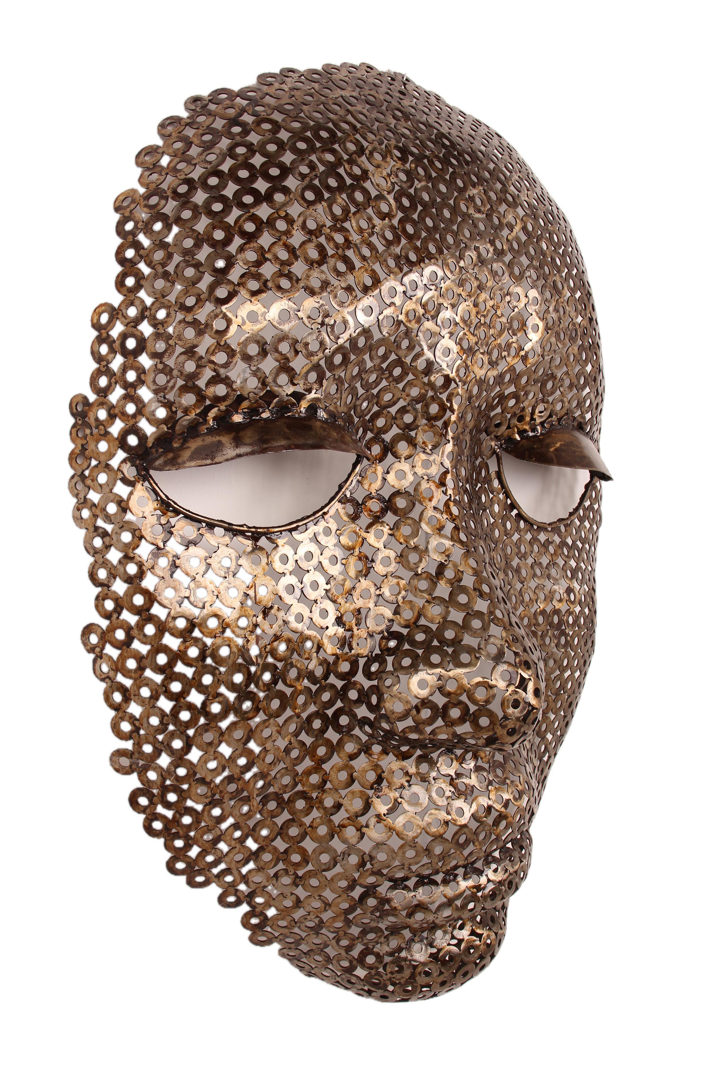 Shona Tribe Metal Face ~42.1" Tall - New 2025 - West African Artifacts