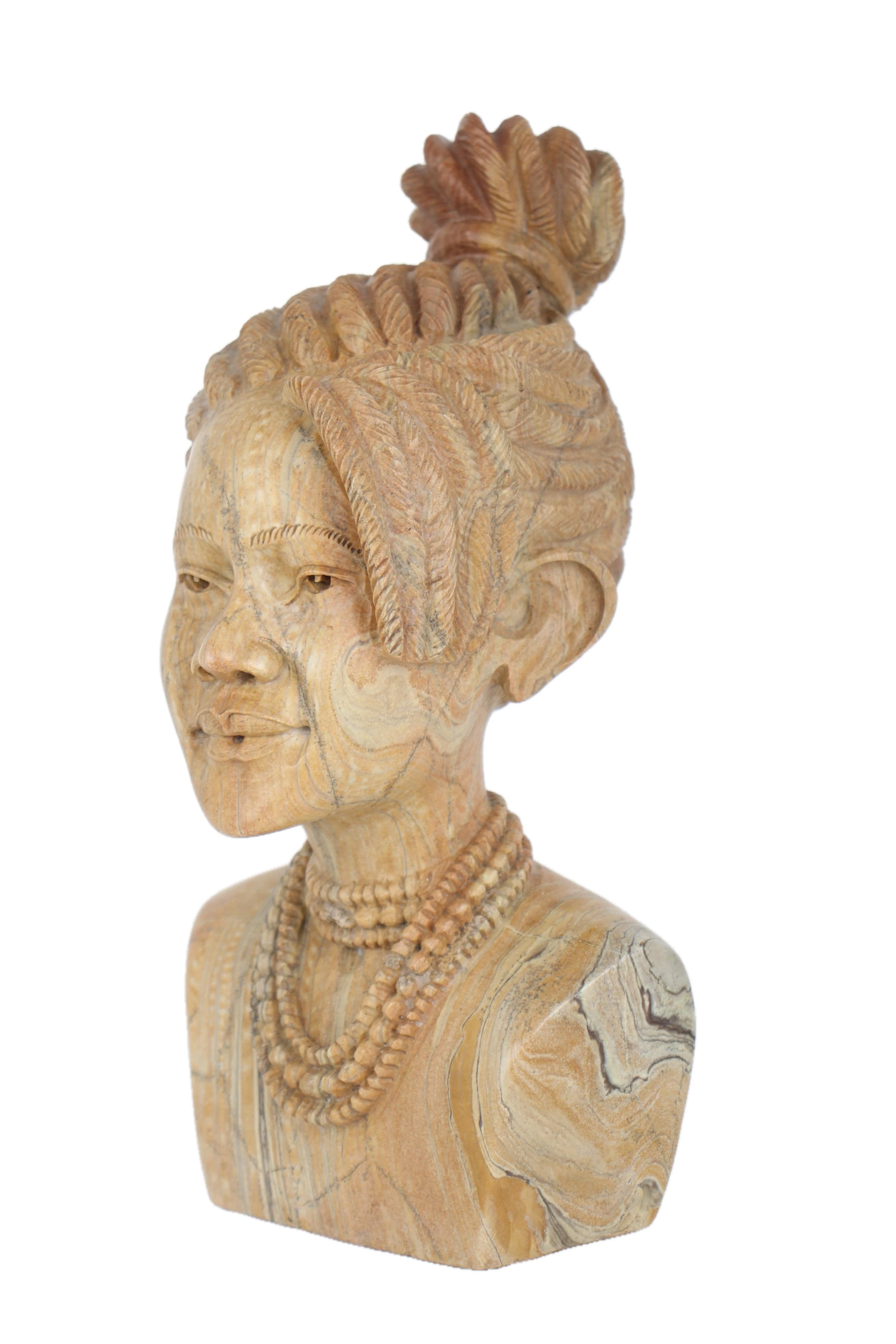 Shona Tribe Butter Jade Bust ~11.8" Tall - New 2025 - Shona Stone