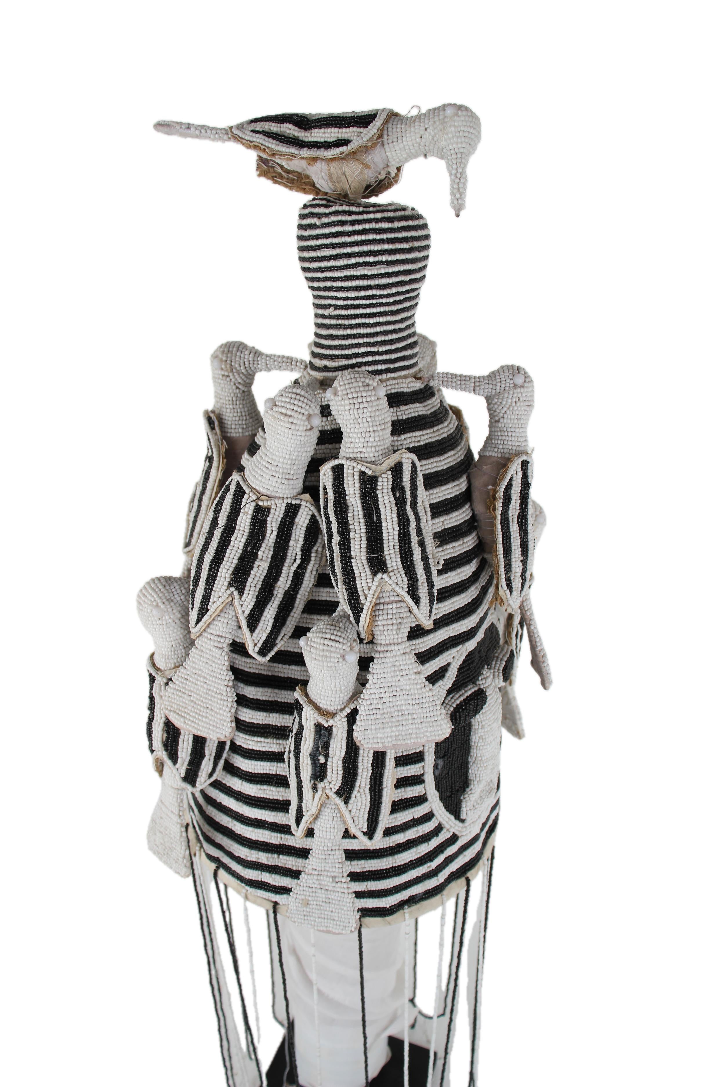 Yoruba Tribe Beaded Crown ~32.7" Tall - New 2025 - Beaded Artifacts