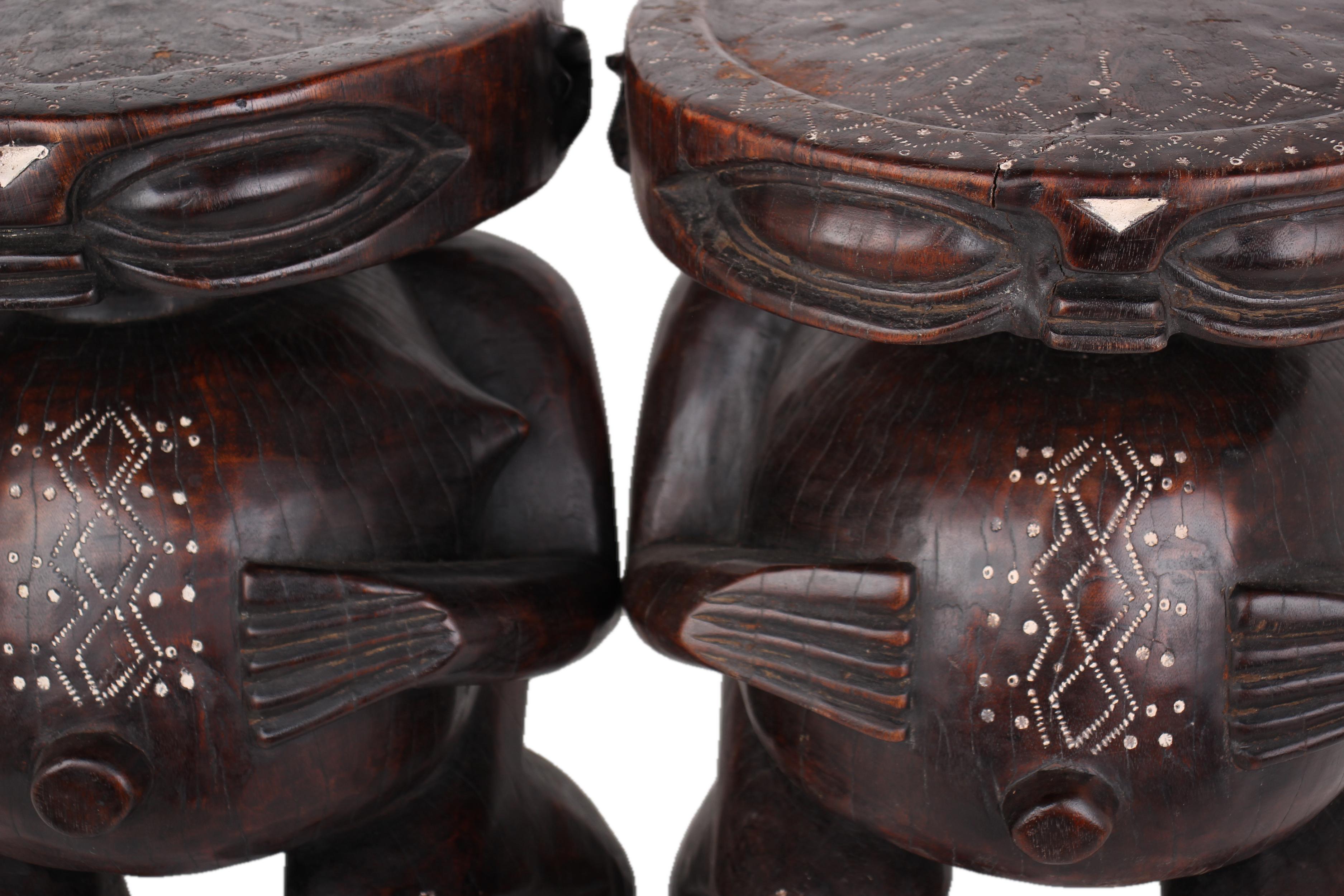 Pygmy Tribe Twa Couple Statues ~20.5" Tall - New 2025 - Wooden and Basket Artifacts