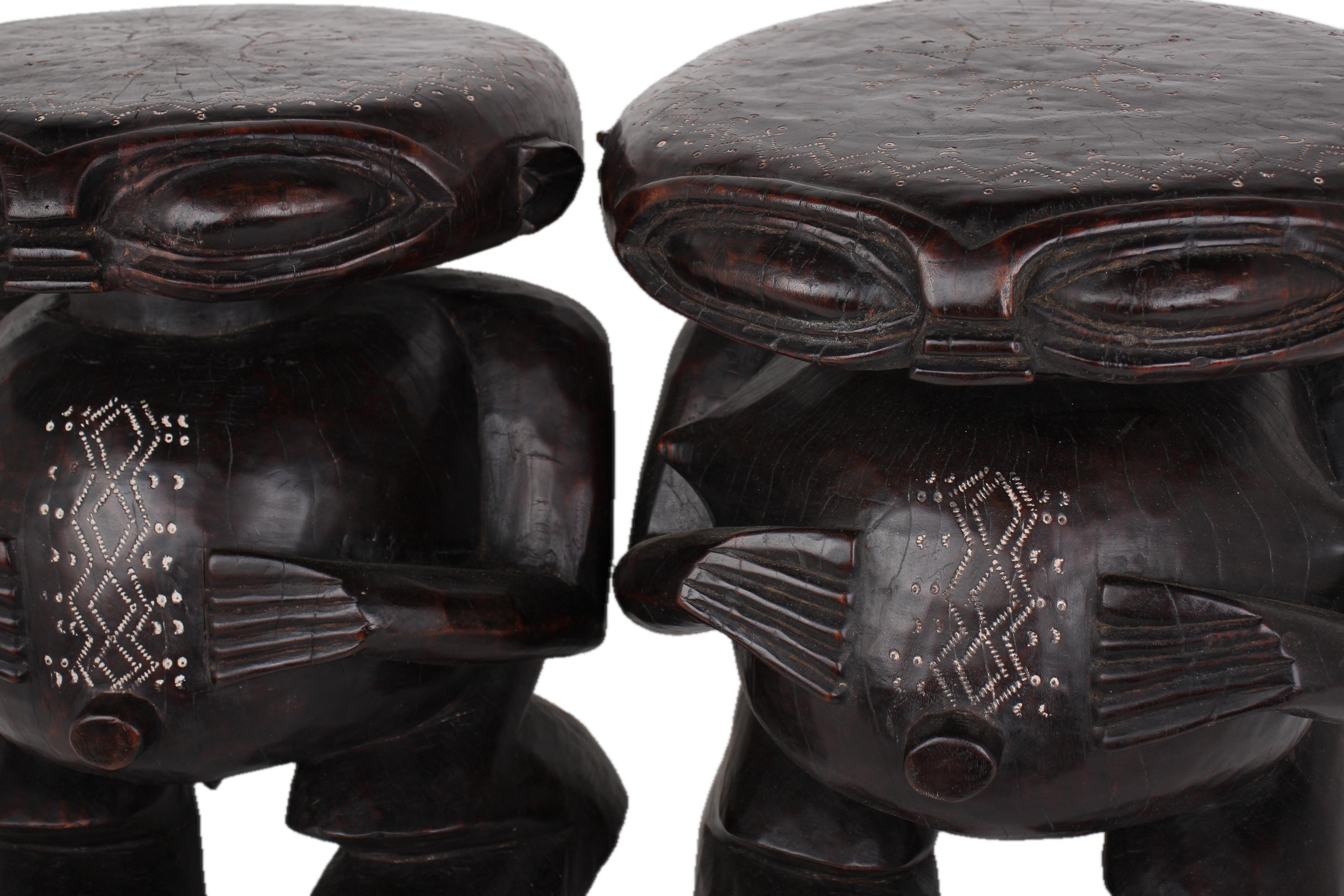 Pygmy Tribe Twa Couple Statues ~20.5" Tall - New 2025 - Wooden and Basket Artifacts