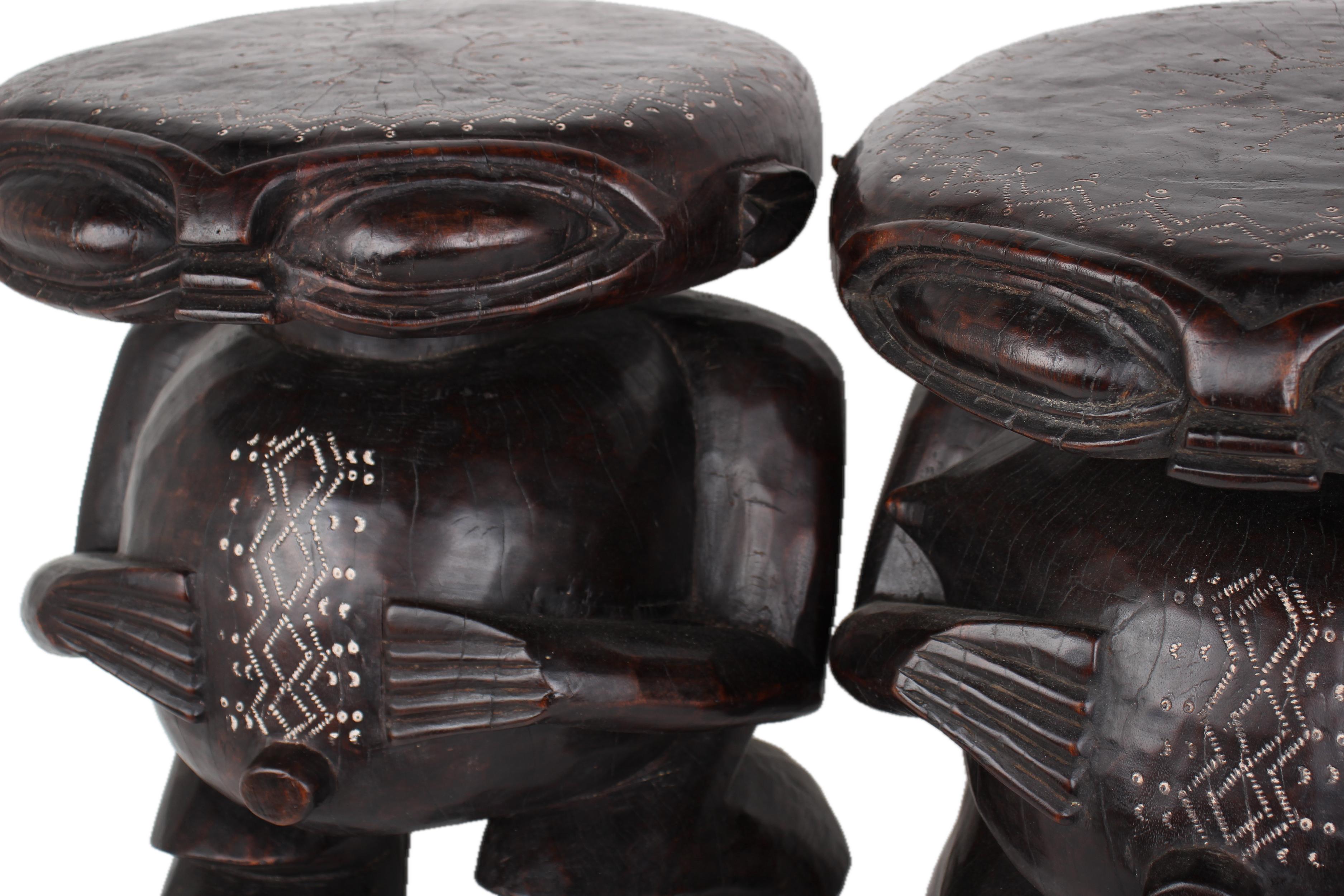 Pygmy Tribe Twa Couple Statues ~20.5" Tall - New 2025 - Wooden and Basket Artifacts