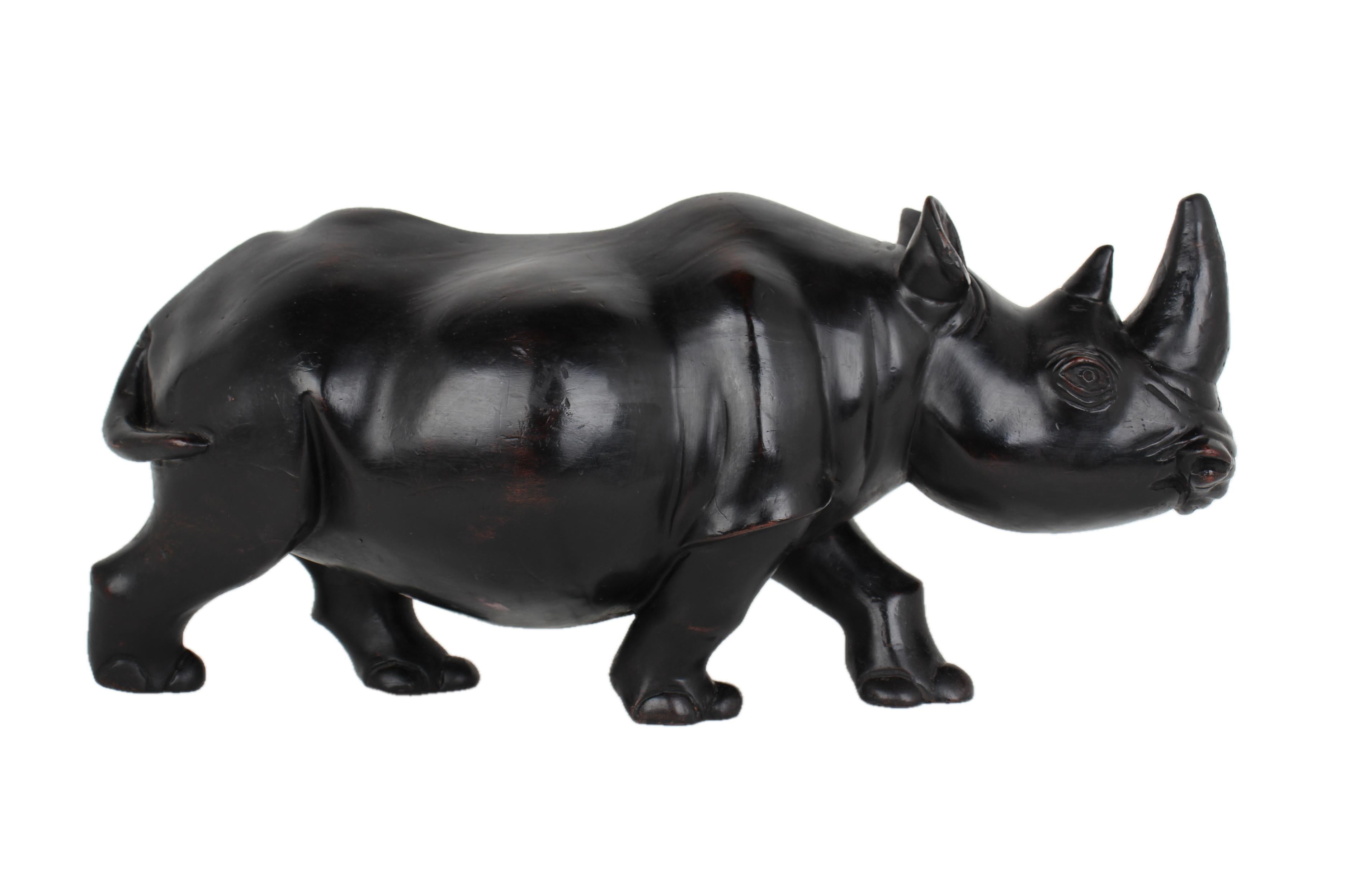 Chichewa Tribe Wooden Rhino ~12.6" Tall - New 2025 - Wooden and Basket Artifacts