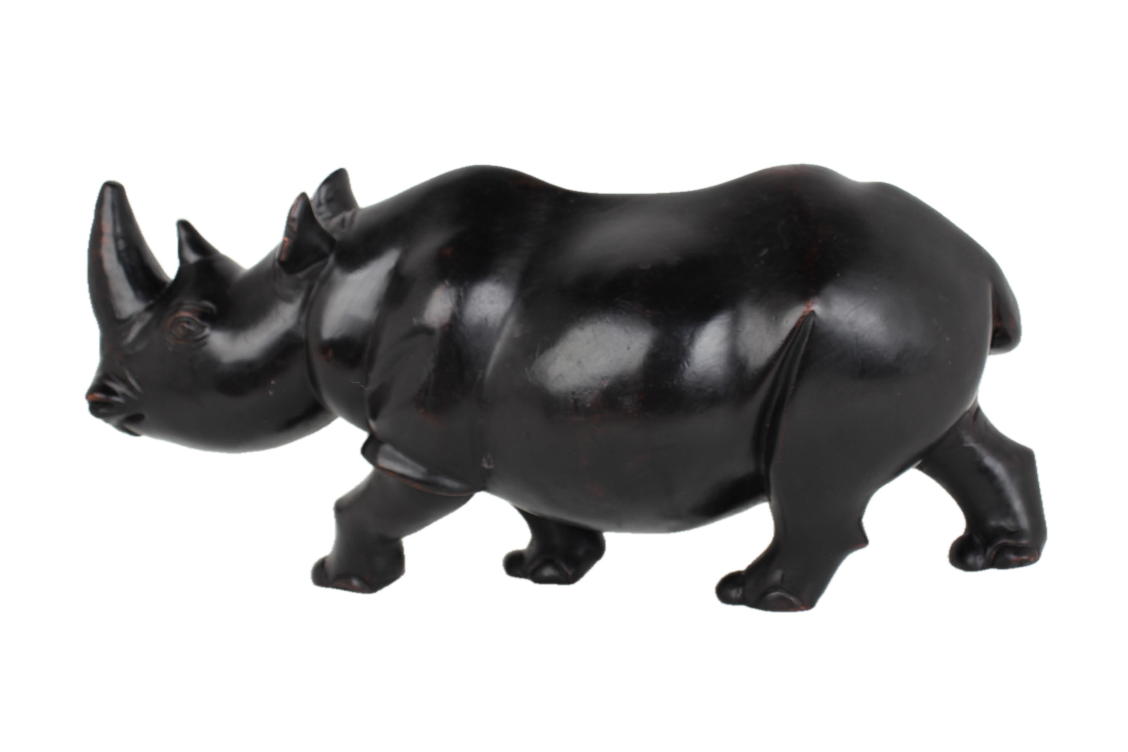 Chichewa Tribe Wooden Rhino ~12.6" Tall - New 2025 - Wooden and Basket Artifacts