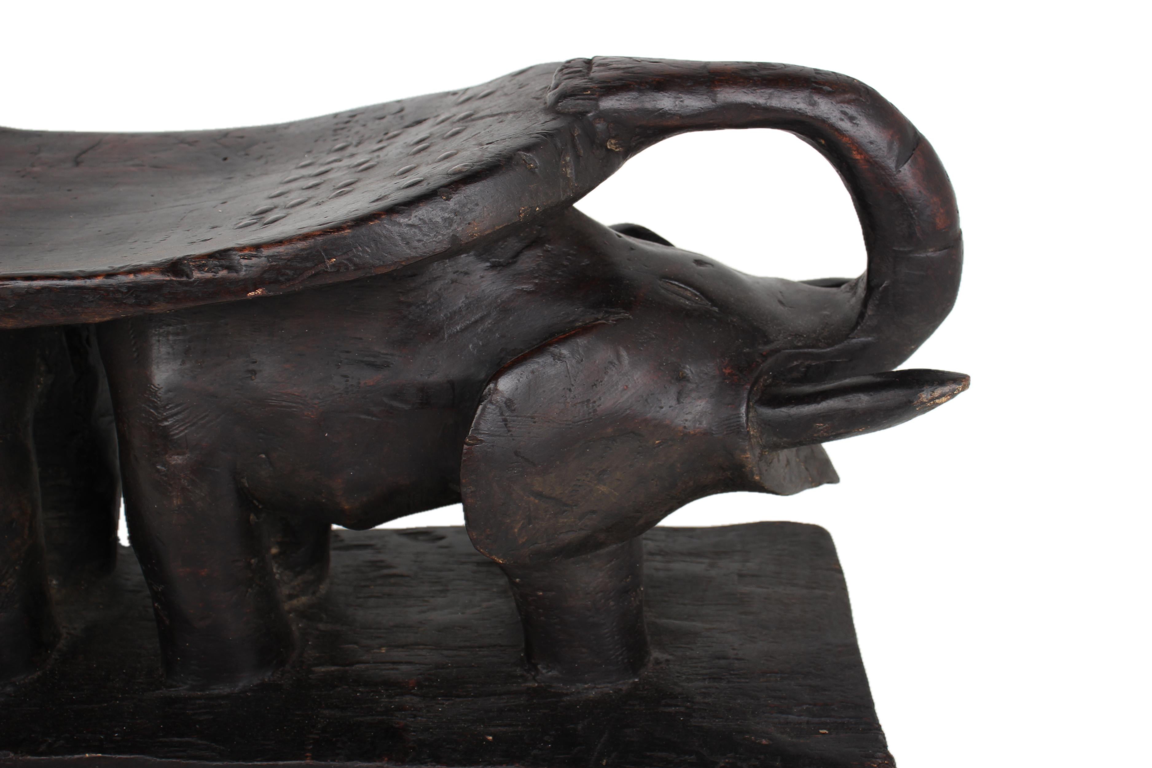 Chichewa Tribe Wooden Elephant Stool ~13.0" Tall - New 2025 - Wooden and Basket Artifacts