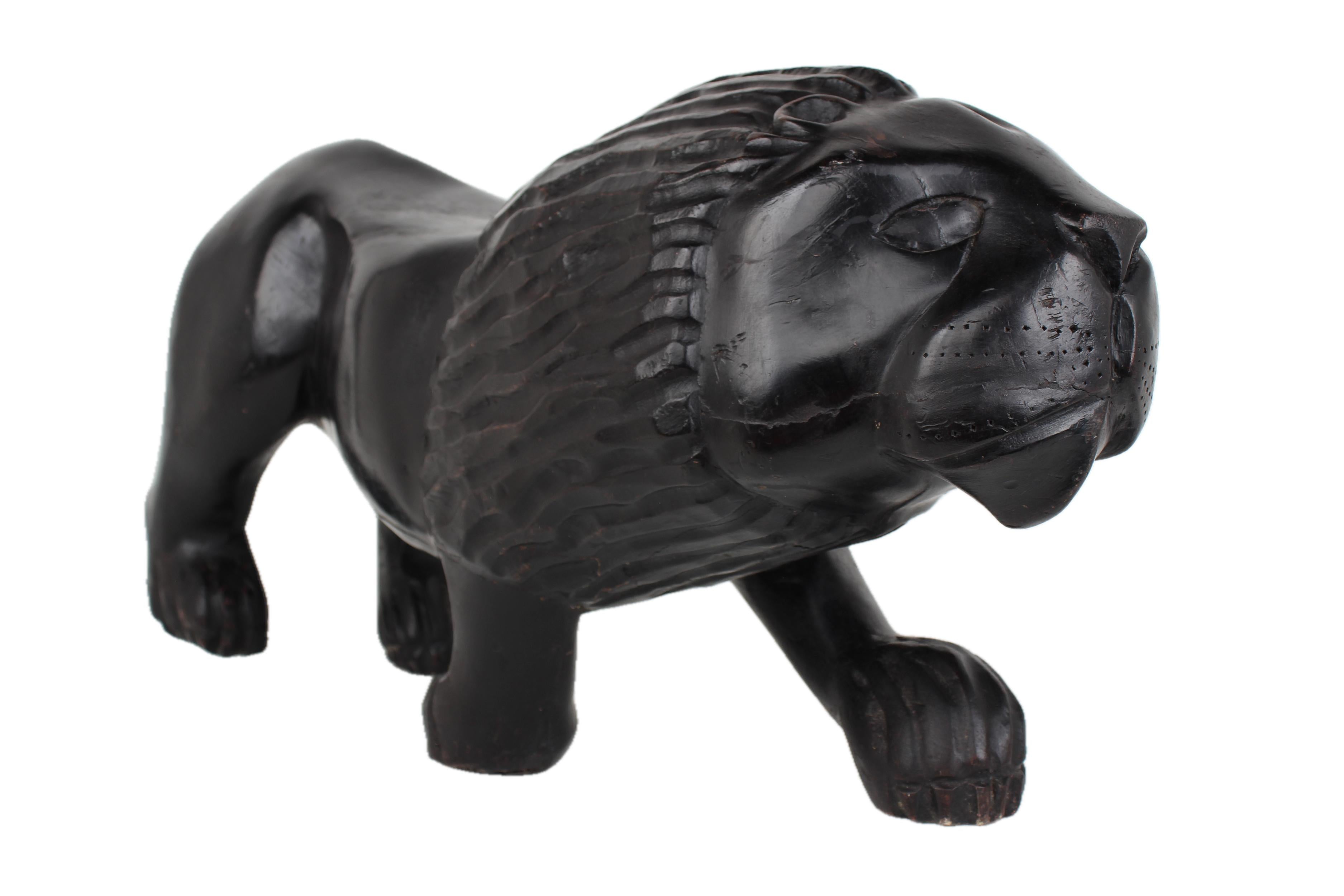 Chichewa Tribe Wooden Lion ~15.4" Tall - New 2025 - Wooden and Basket Artifacts