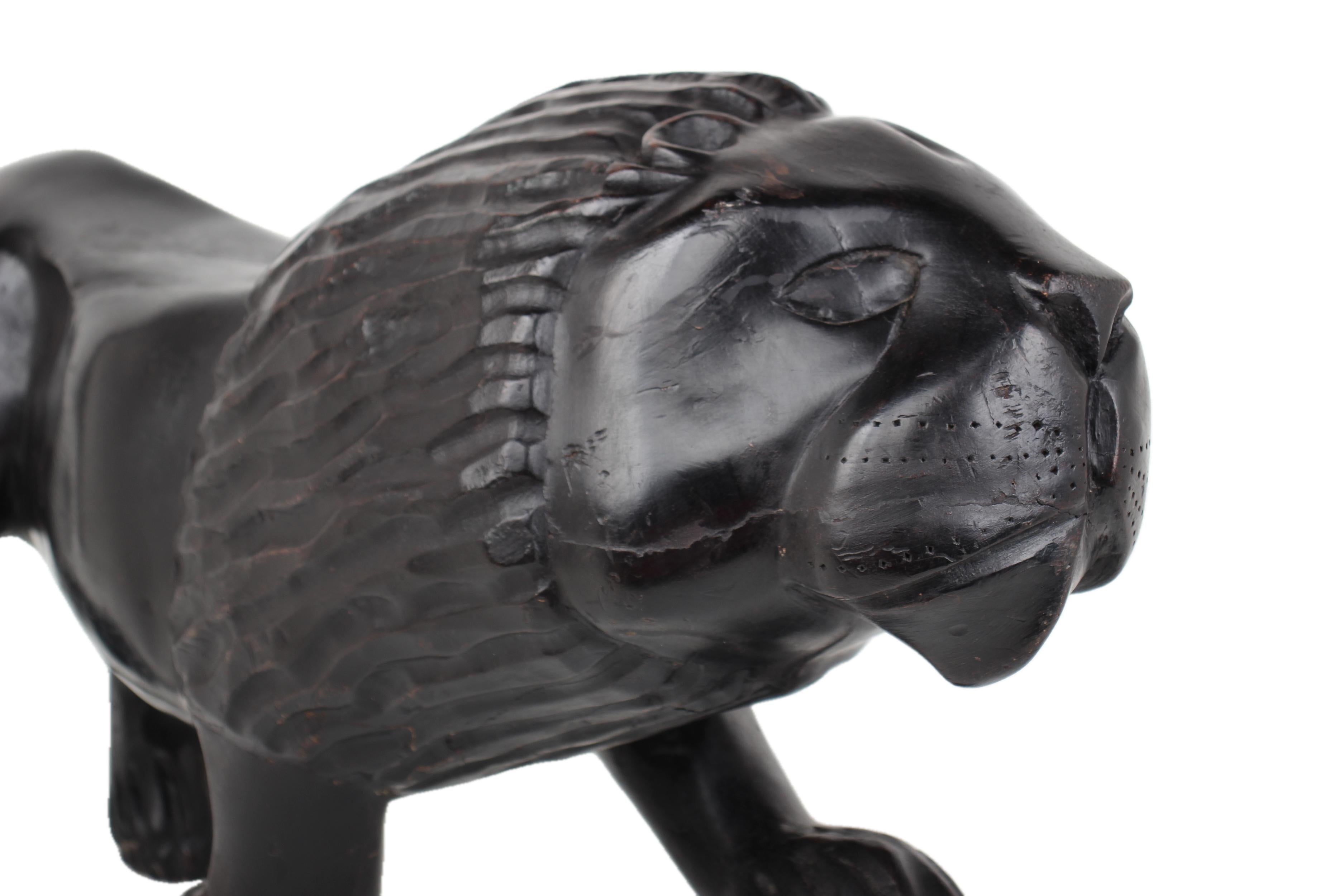 Chichewa Tribe Wooden Lion ~15.4" Tall - New 2025 - Wooden and Basket Artifacts