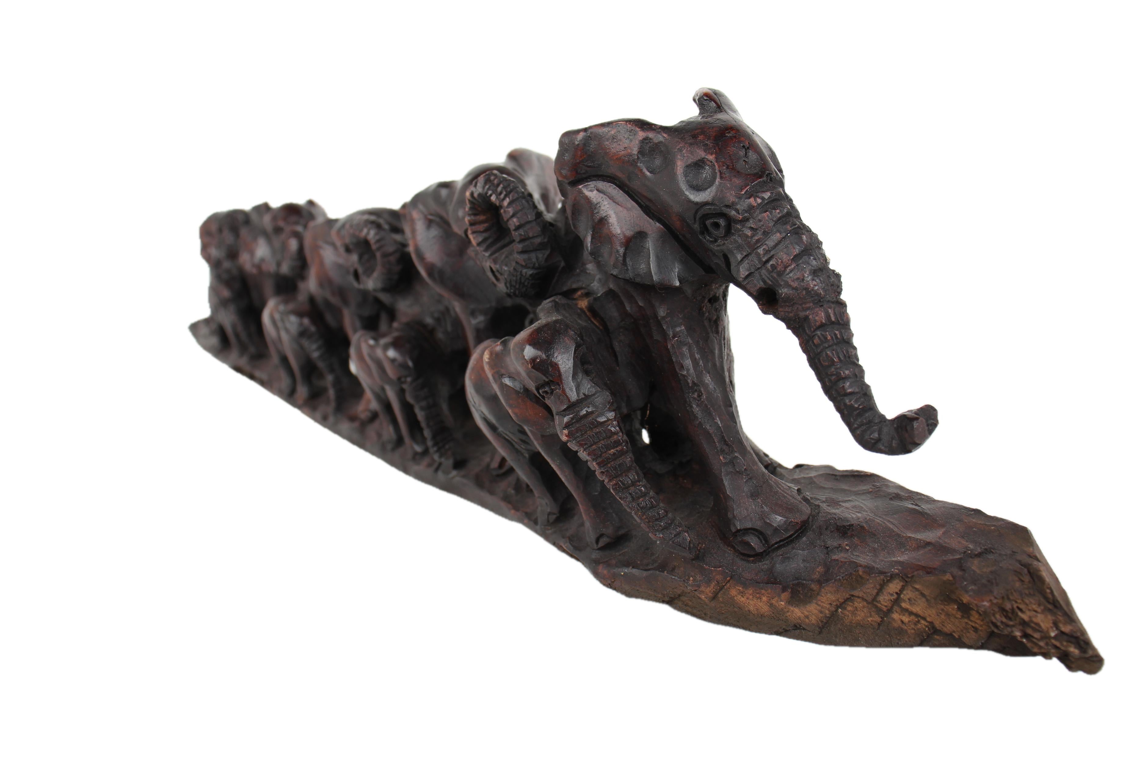 Chichewa Tribe Wooden Elephant Bridge ~7.1" Tall - New 2025 - Wooden and Basket Artifacts