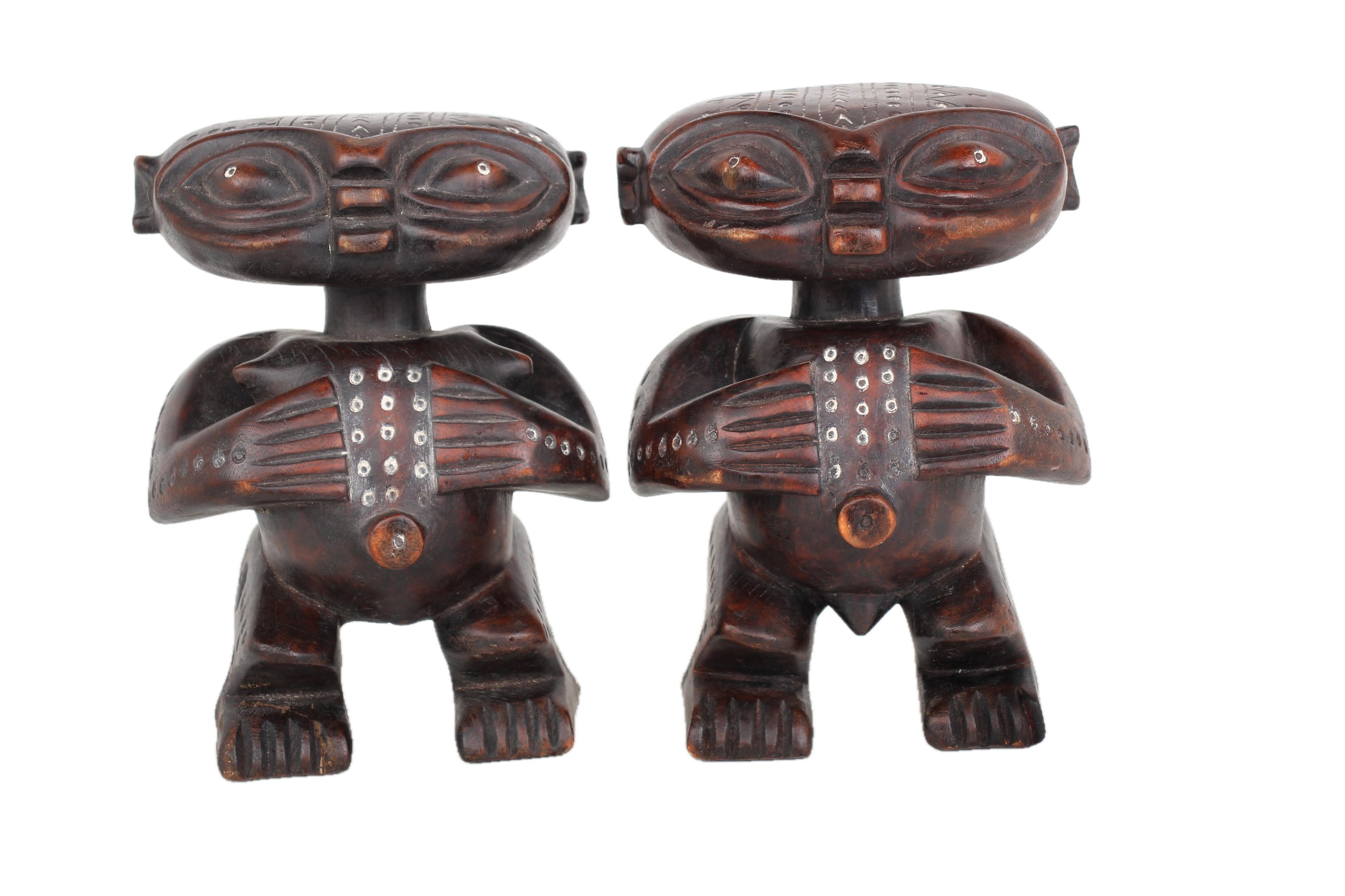 Pygmy Tribe Twa Couple Statues ~9.4" Tall - New 2025