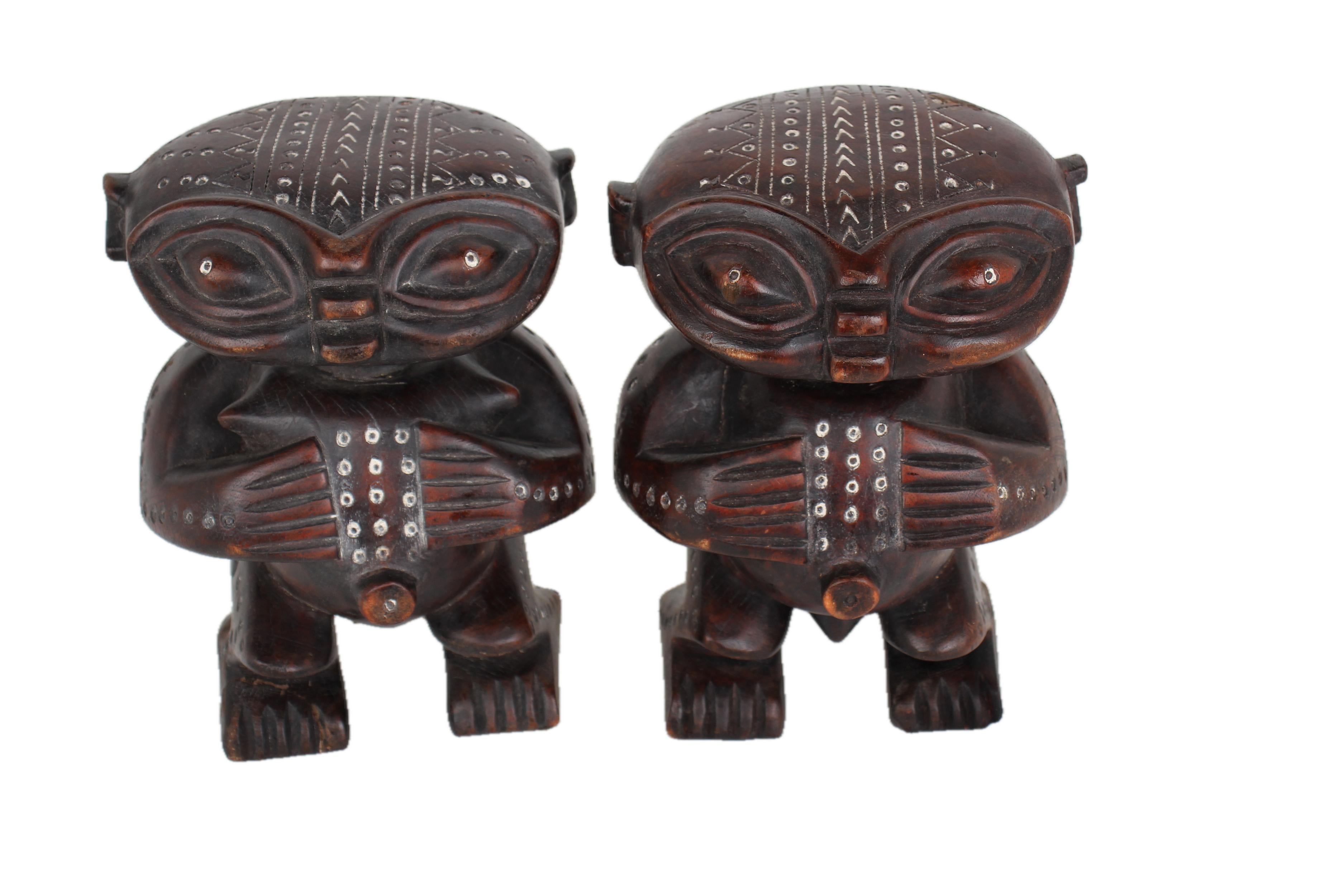 Pygmy Tribe Twa Couple Statues ~9.4" Tall - New 2025