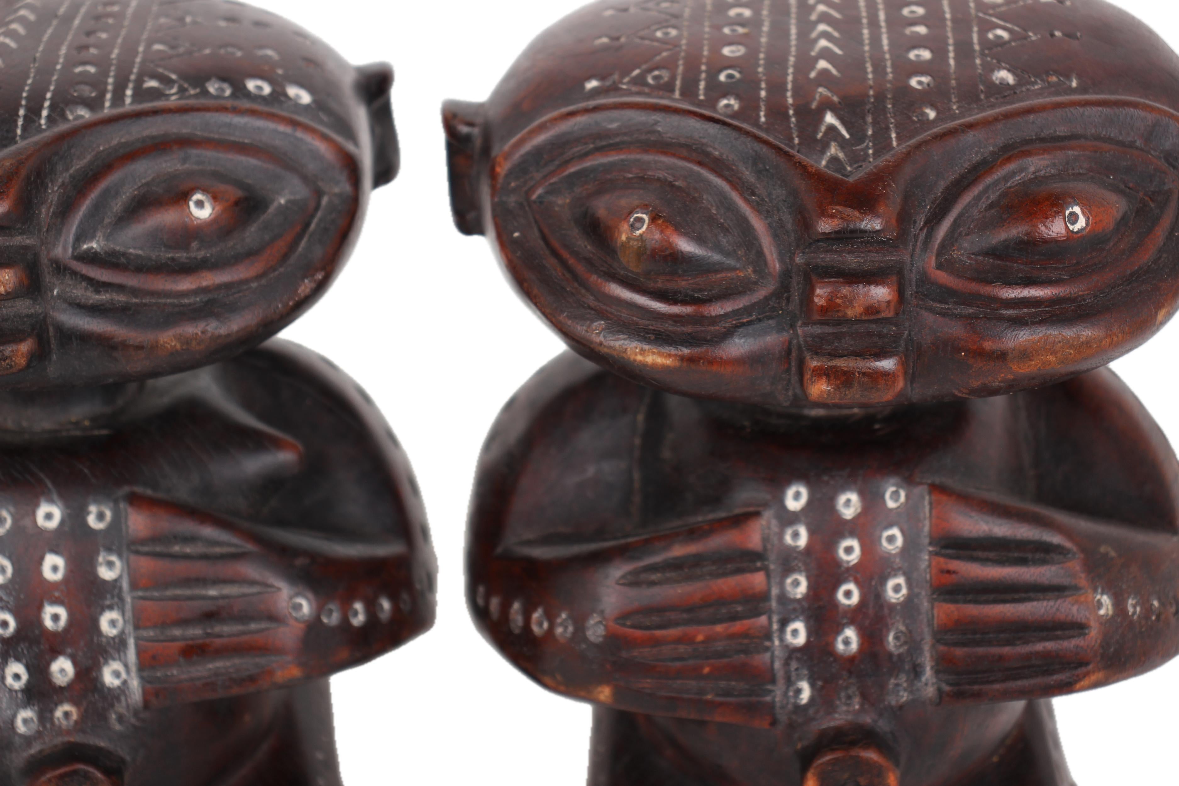 Pygmy Tribe Twa Couple Statues ~9.4" Tall - New 2025 - West African Artifacts