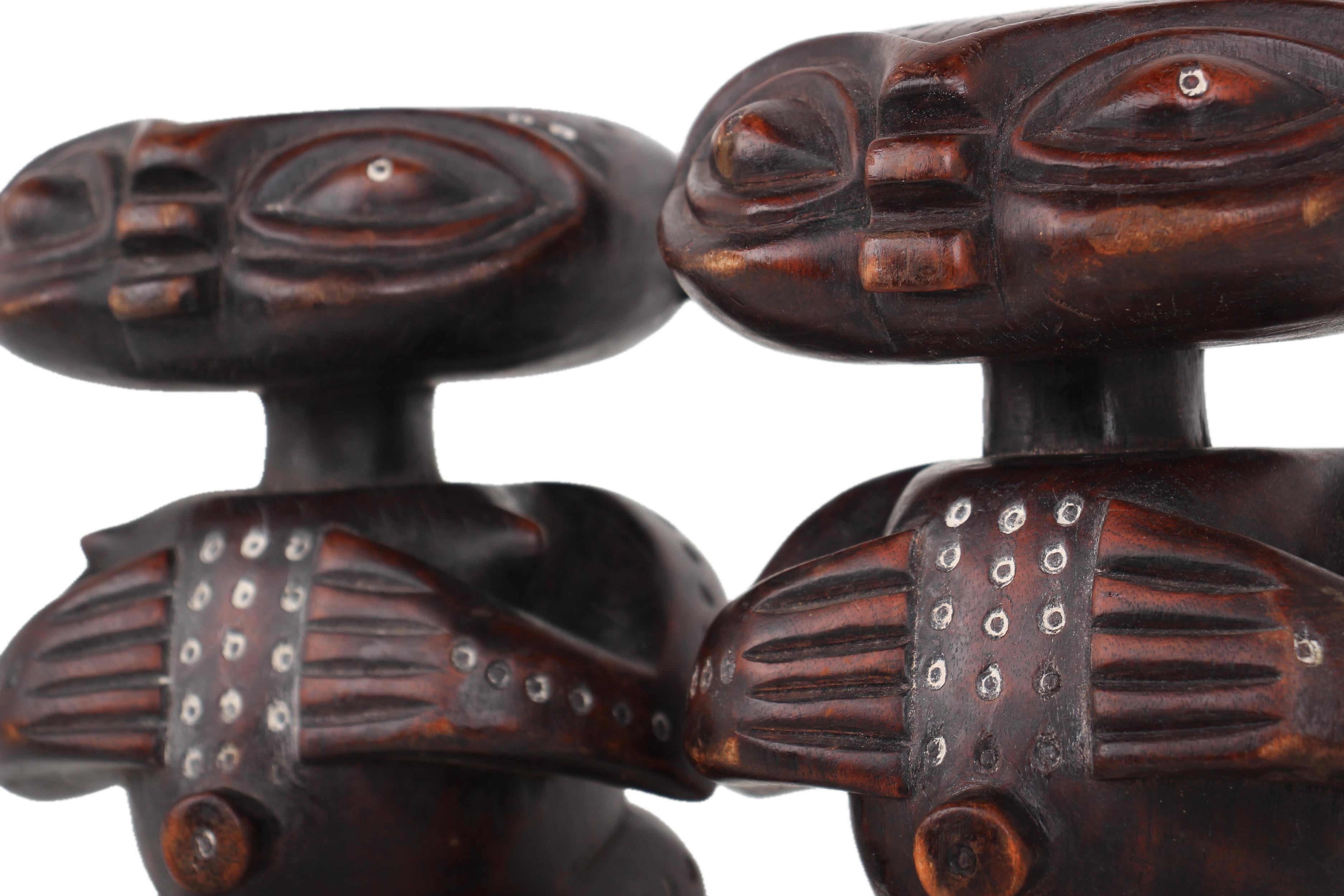 Pygmy Tribe Twa Couple Statues ~9.4" Tall - New 2025 - West African Artifacts