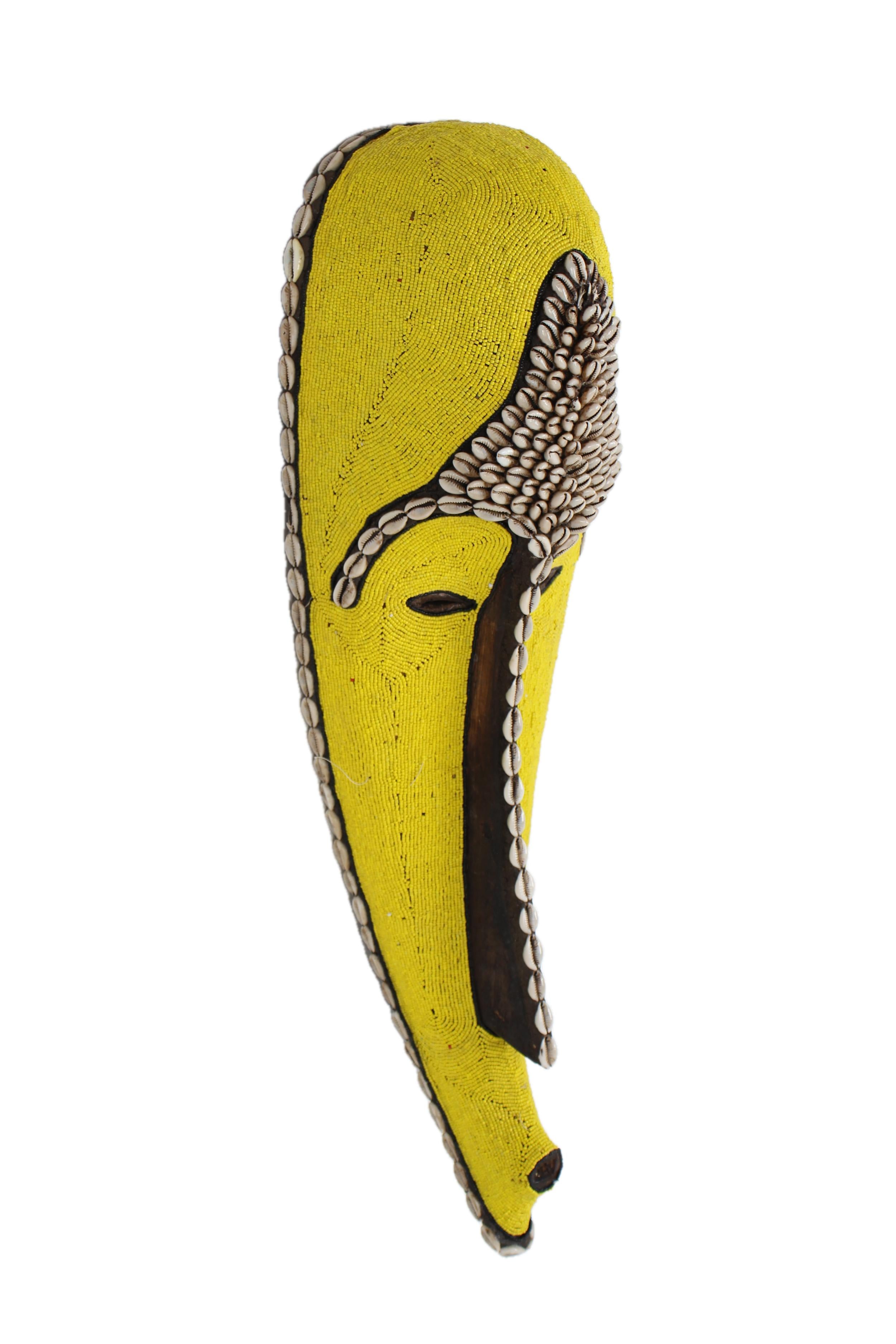 Fang Tribe Beaded Mask ~28.0" Tall - New 2025 - Beaded Artifacts