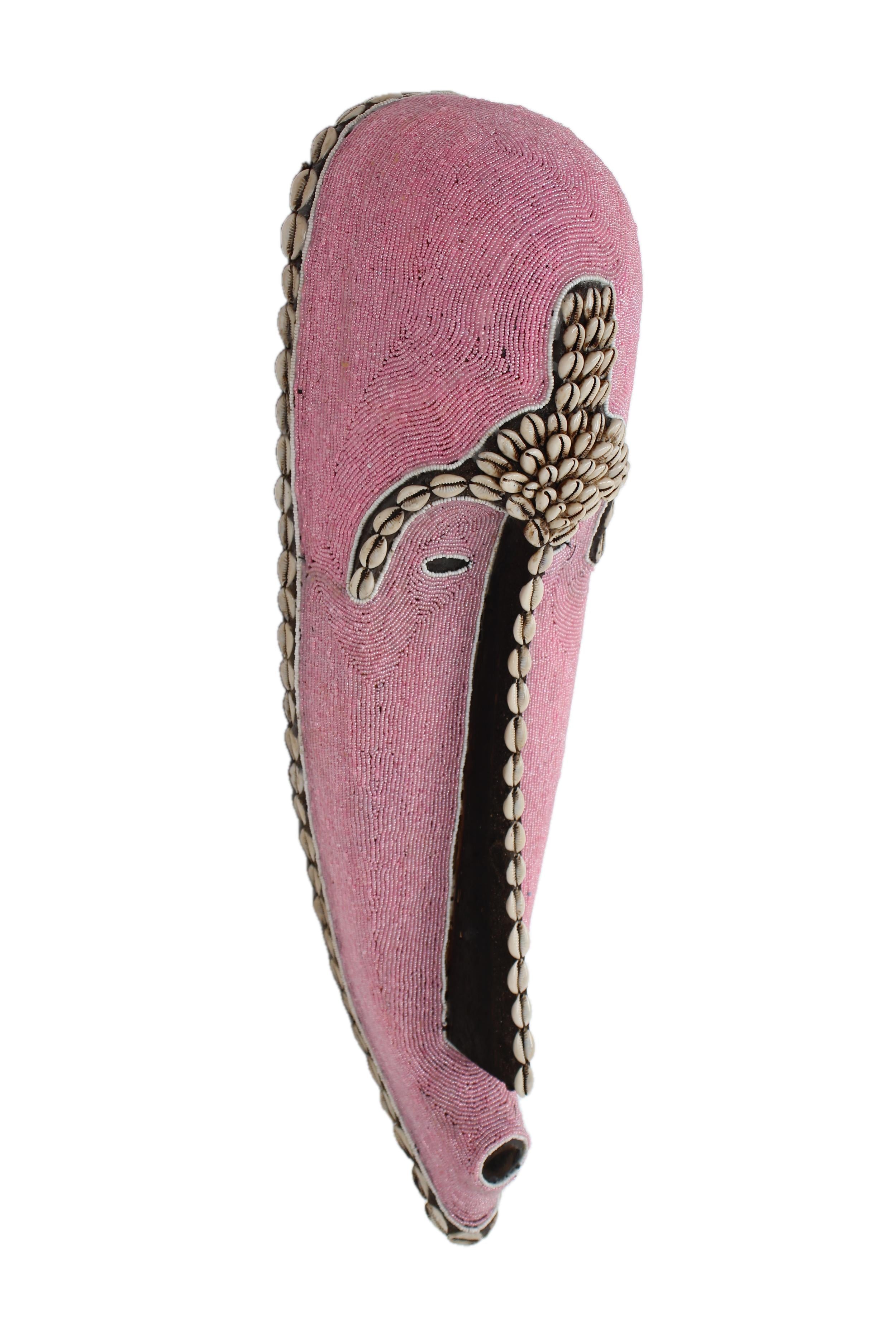 Fang Tribe Beaded Mask ~26.4" Tall - New 2025 - Beaded Artifacts