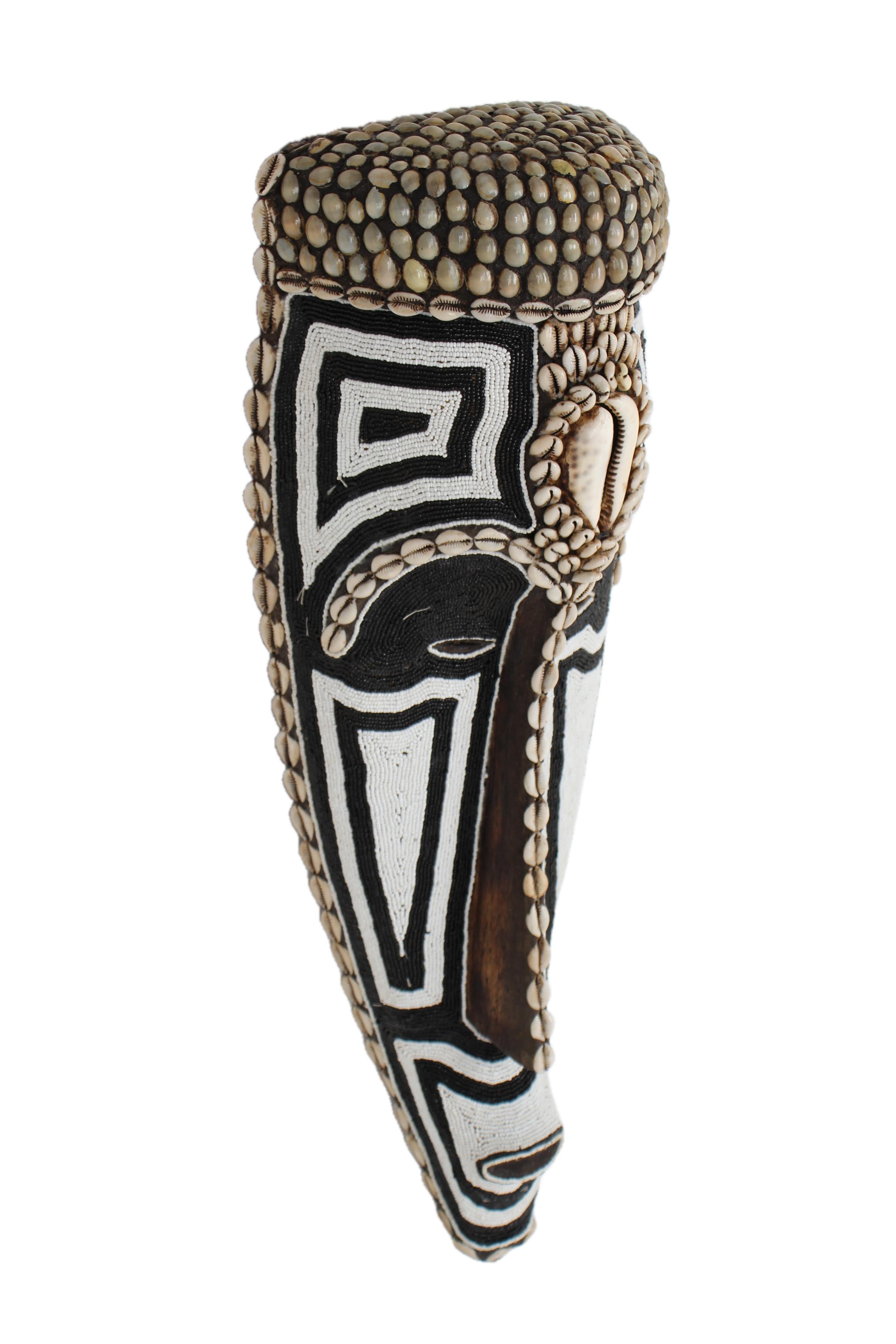 Fang Tribe Beaded Mask ~26.0" Tall - New 2025 - Beaded Artifacts