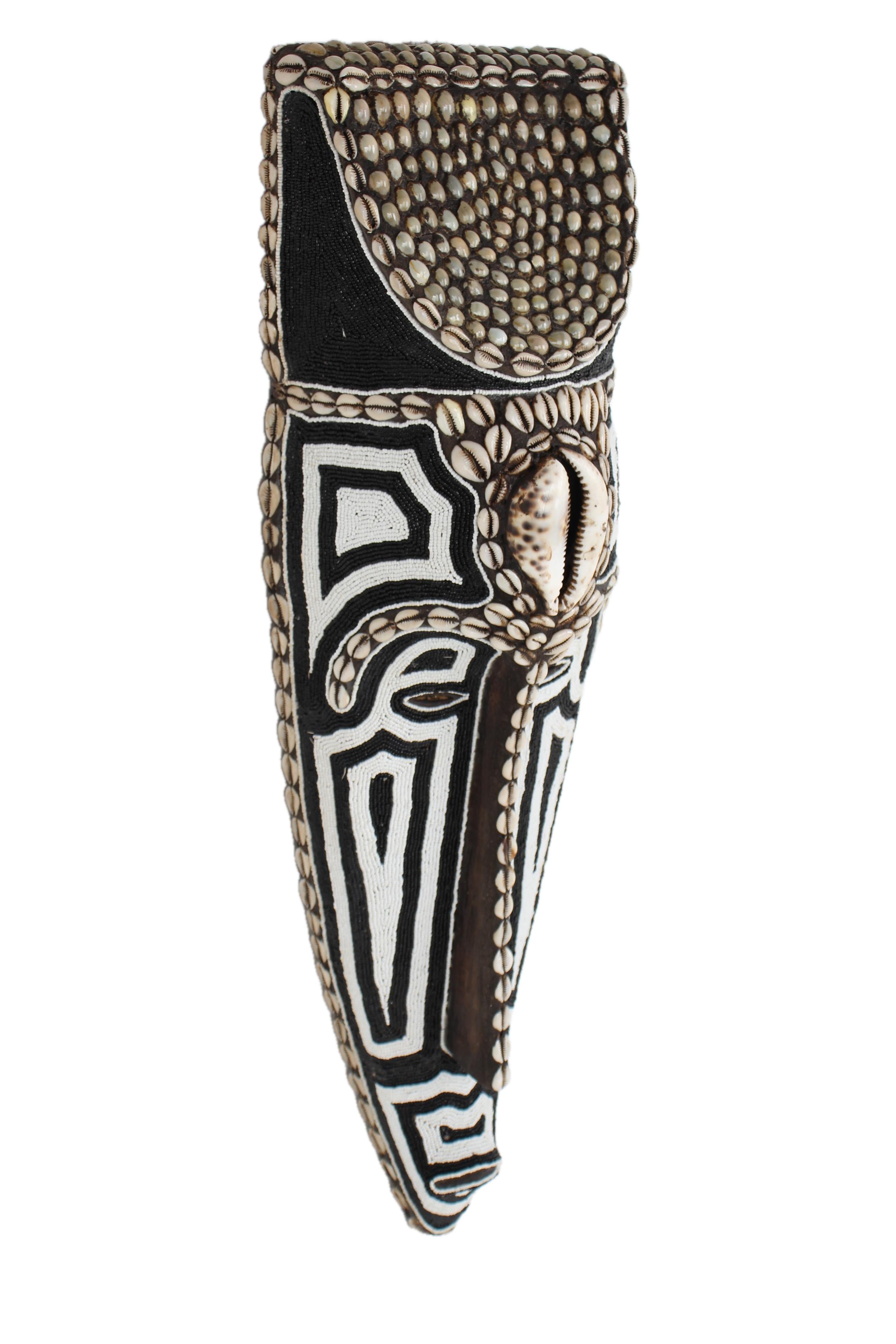 Fang Tribe Beaded Mask ~29.5" Tall - New 2025 - Beaded Artifacts