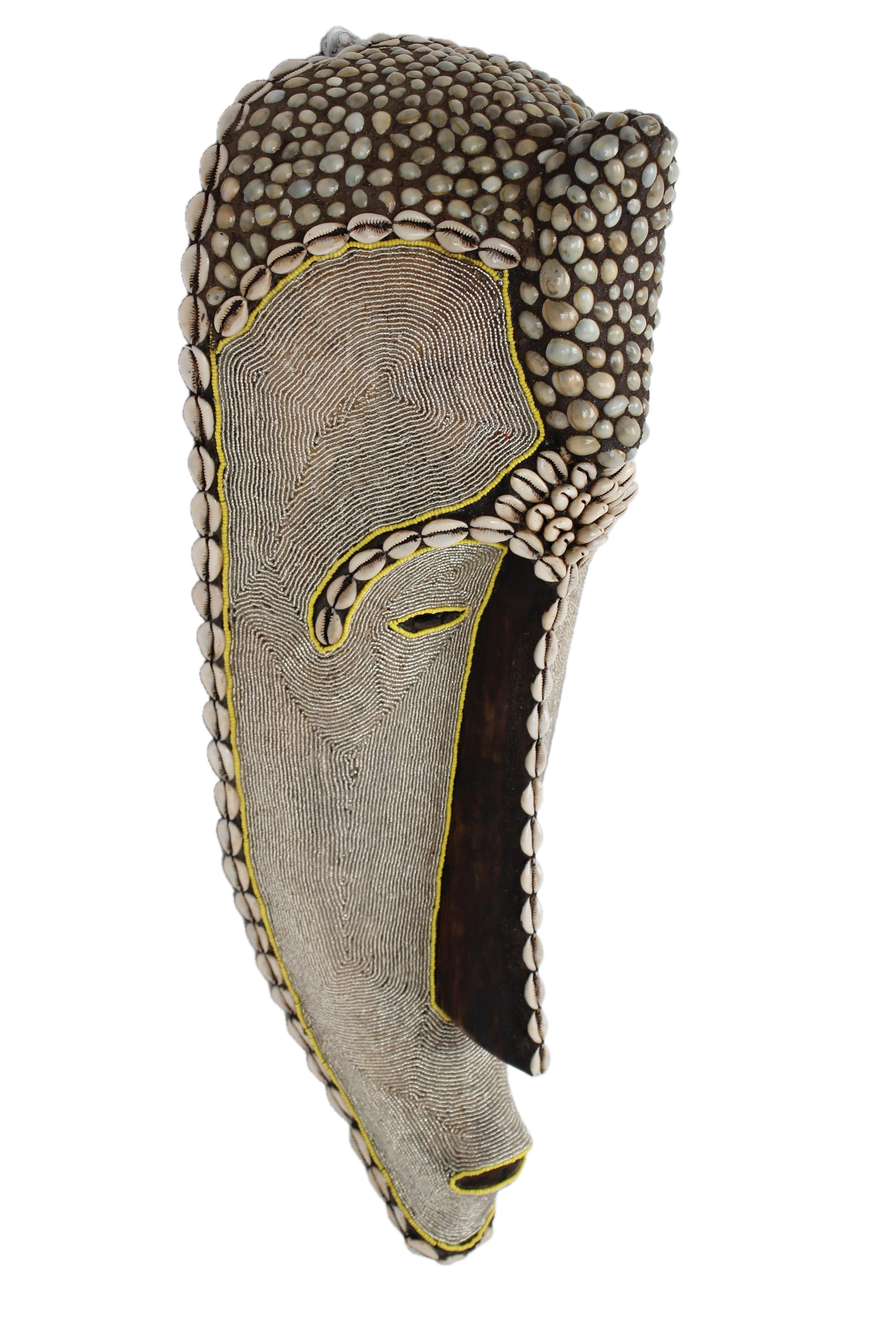 Fang Tribe Beaded Mask ~25.2" Tall - New 2025 - Beaded Artifacts