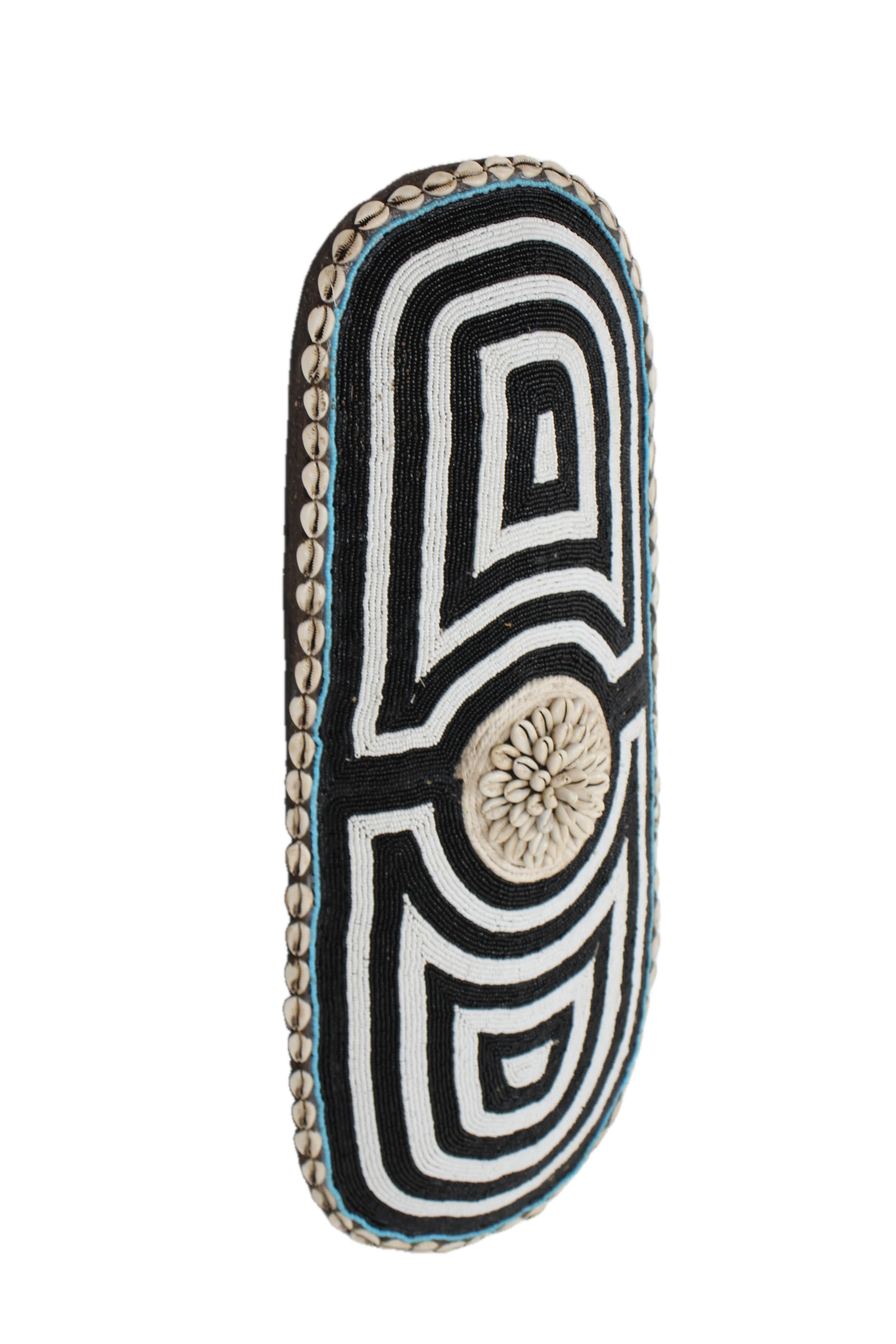 Tikar Tribe Long Beaded Shield ~21.7" Tall - New 2025 - Beaded Artifact