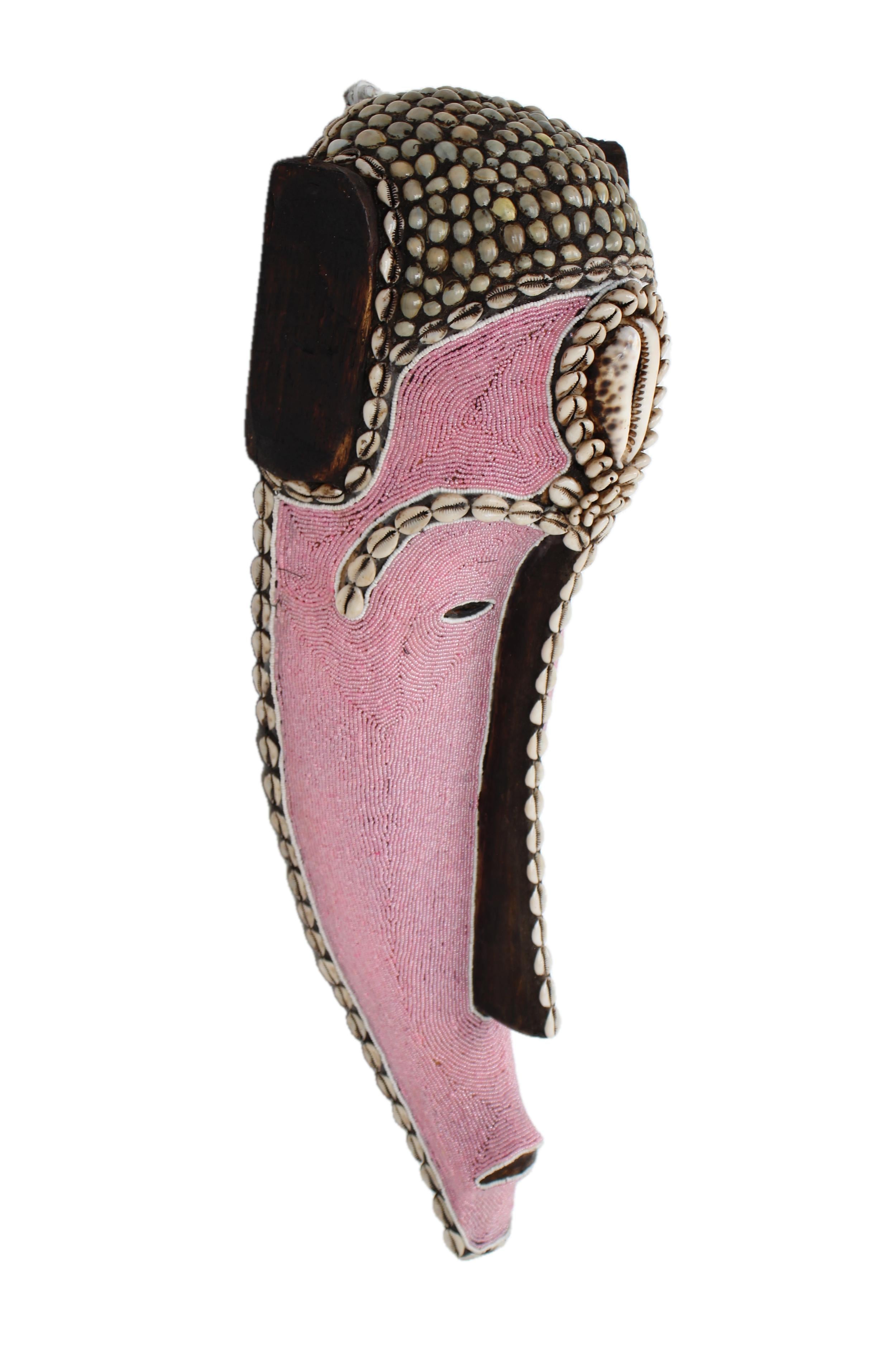 Fang Tribe Beaded Mask ~27.2" Tall - New 2025 - Beaded Artifacts