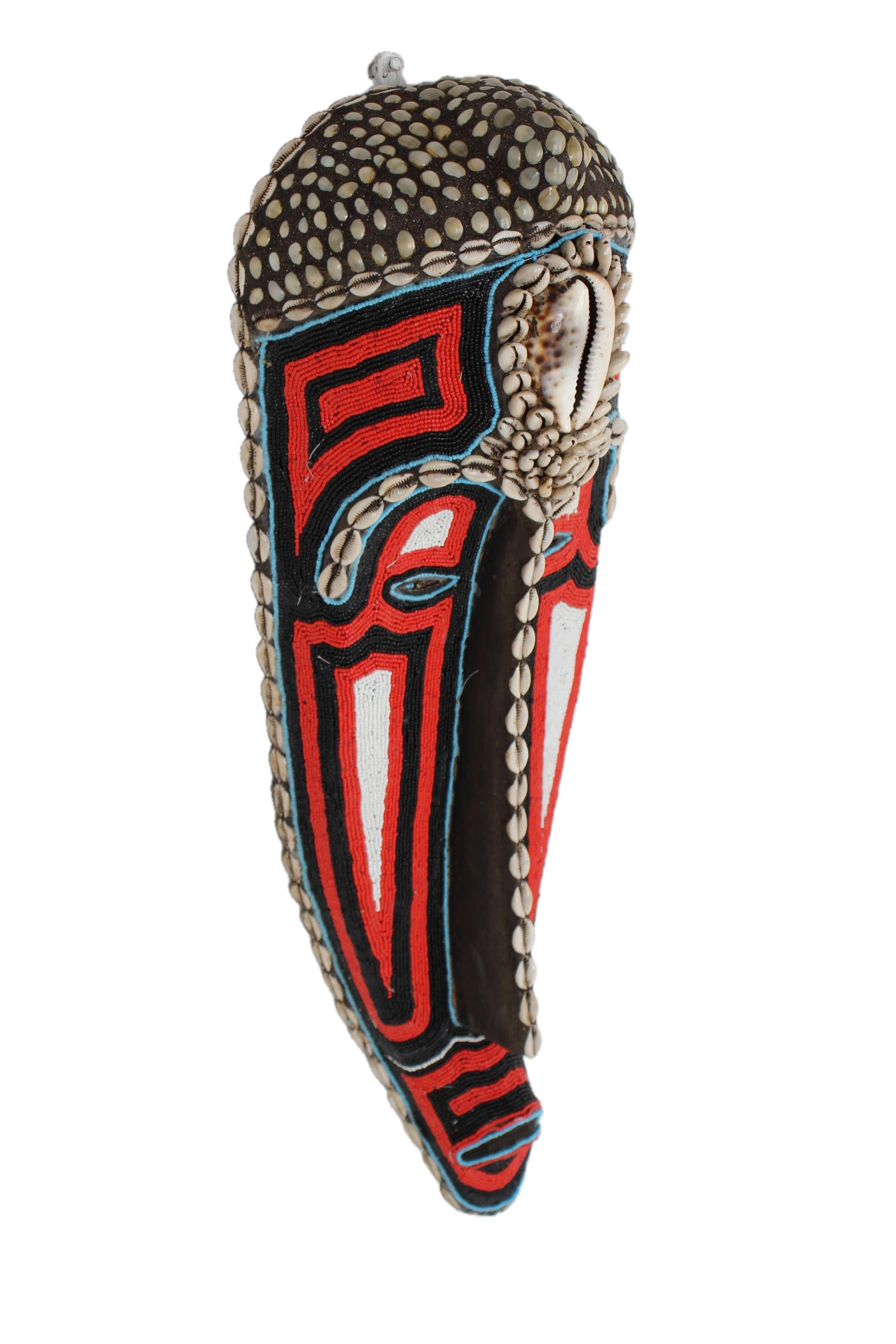 Fang Tribe Beaded Mask ~24.8" Tall - New 2025 - Beaded Artifacts