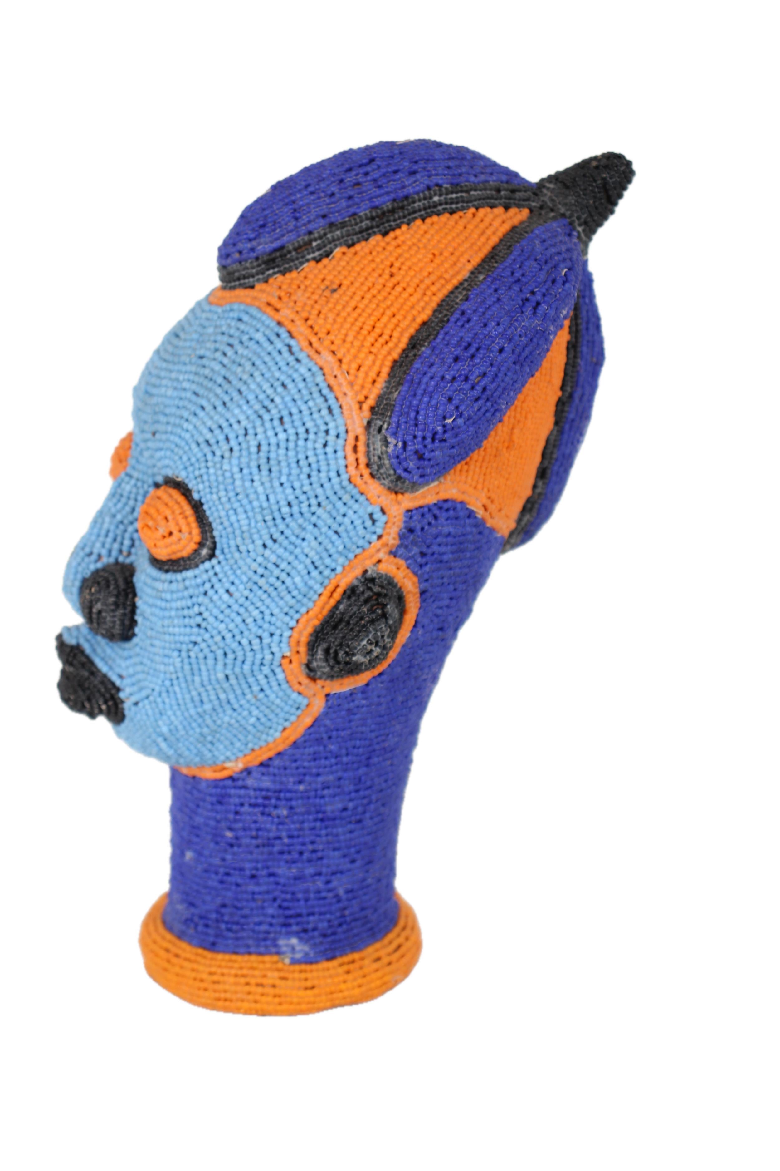 Igbo/Ibo Tribe Beaded Mask ~11.0" Tall - New 2025 - Beaded Artifacts