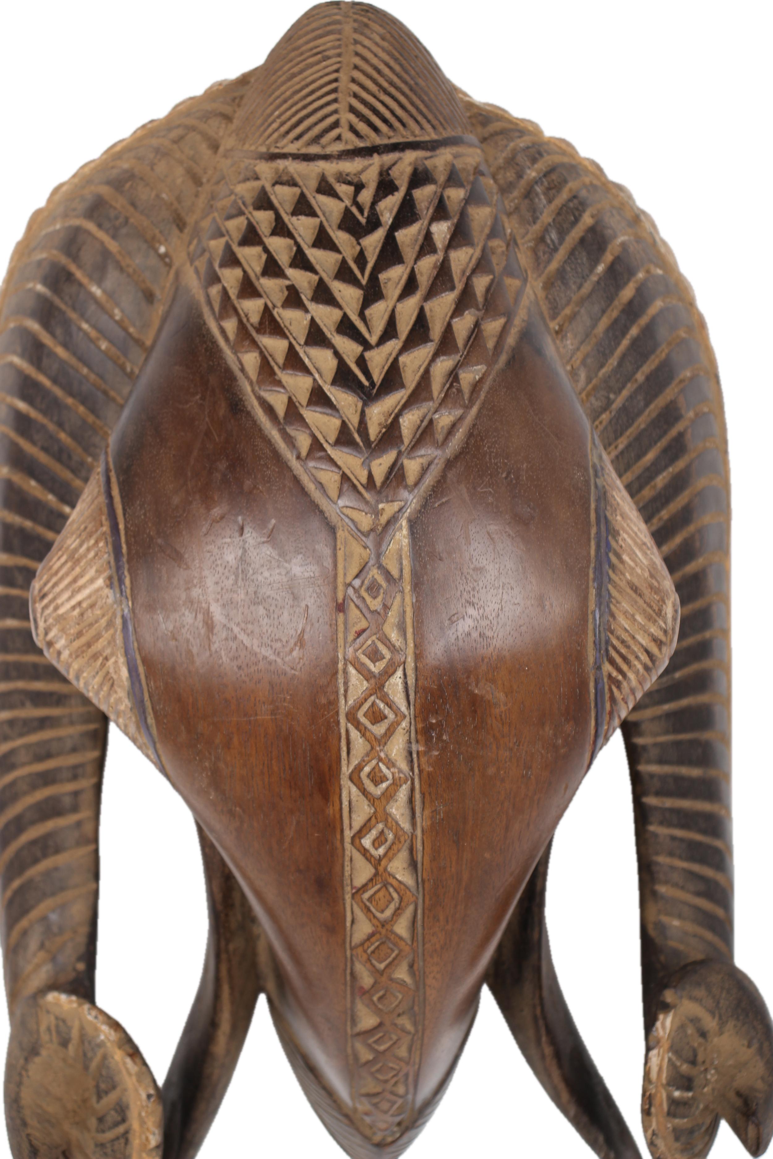 Baule Tribe Ram Mask ~19.7" Tall - New 2025 - West African Artifacts