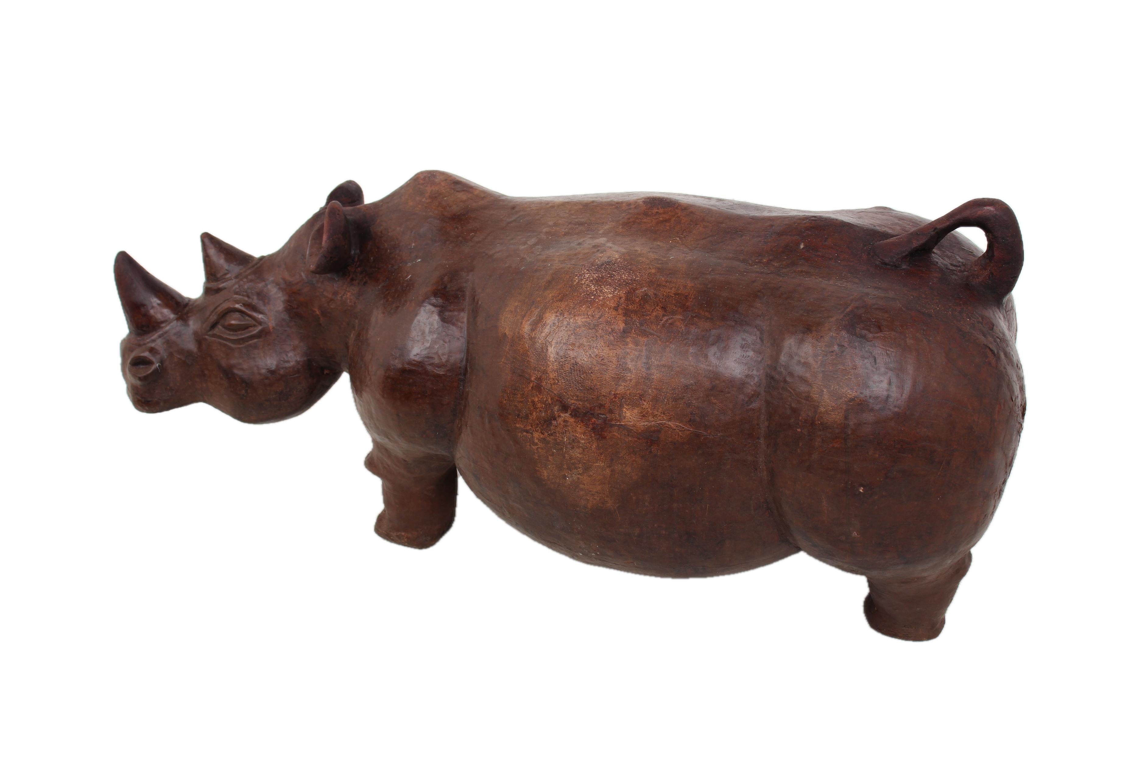 Chichewa Tribe Wooden Rhino ~16.9" Tall - New 2025 - Wooden and Basket Artifacts
