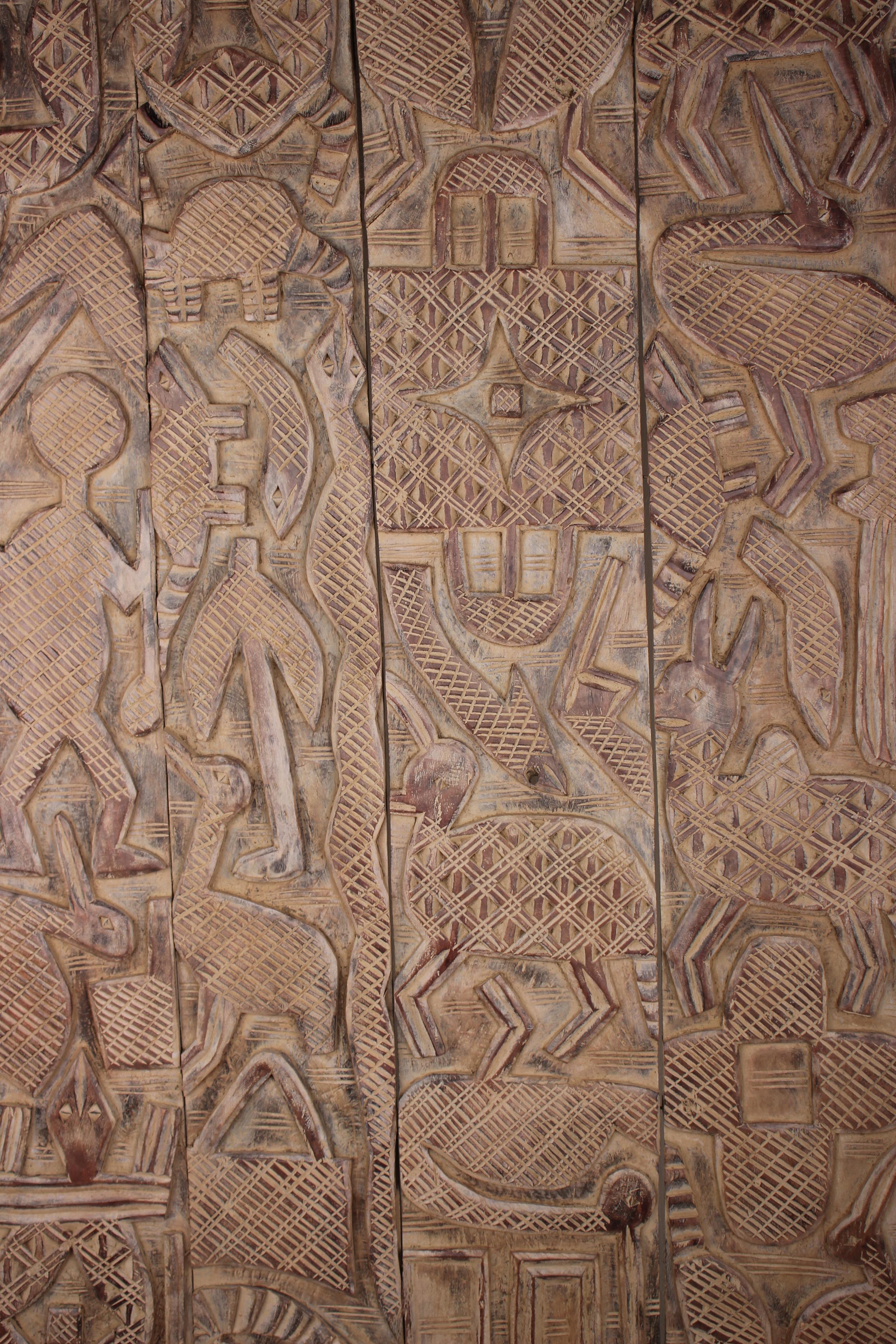 Yoruba Tribe Wooden Door ~81.5" Tall - New 2025 - West African Artifacts