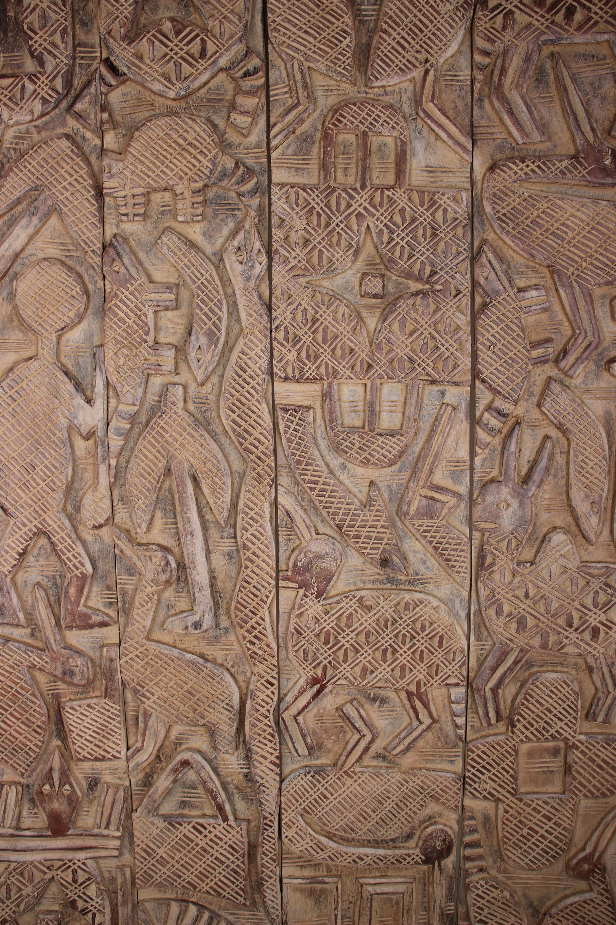 Yoruba Tribe Wooden Door ~81.5" Tall - New 2025 - West African Artifacts