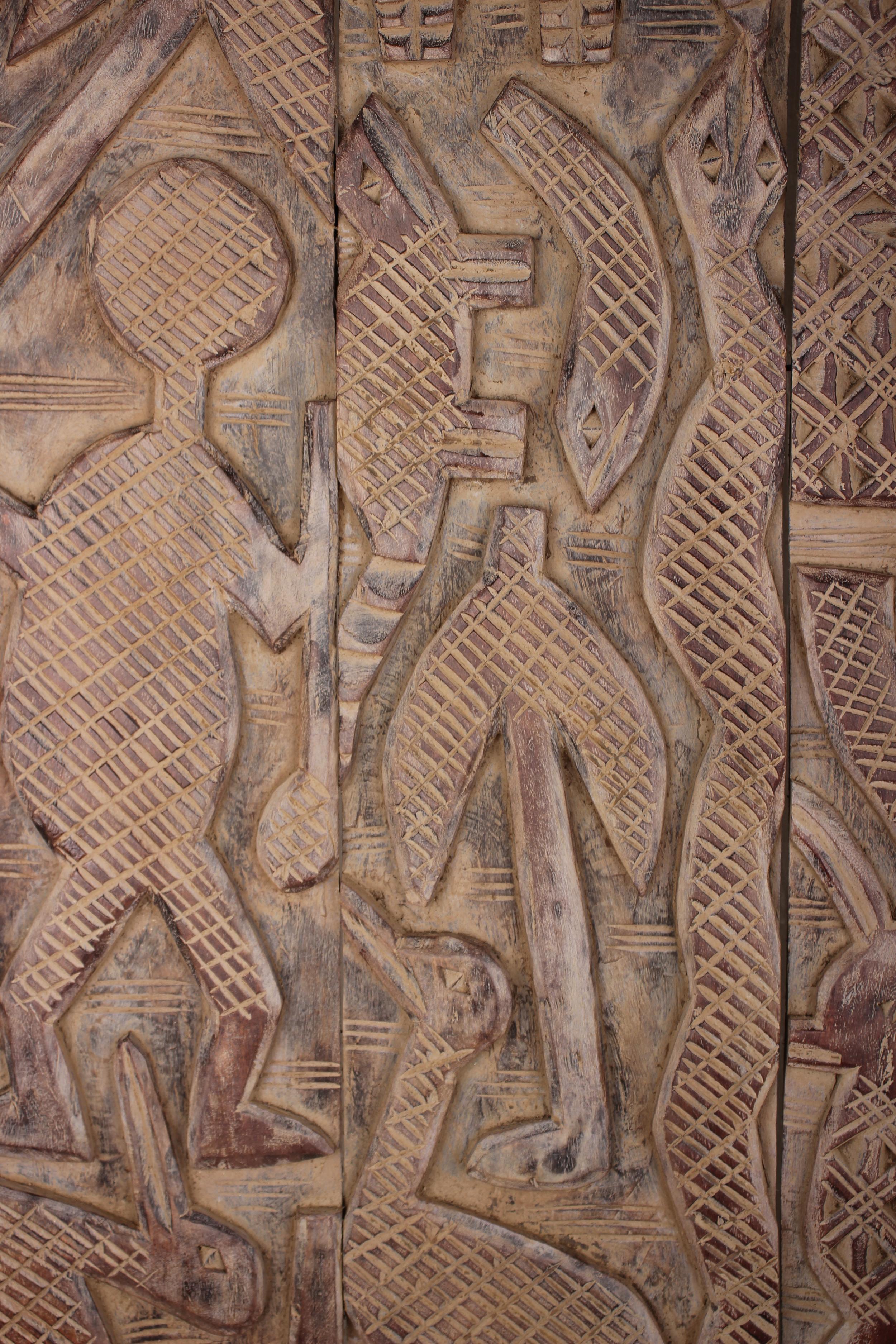 Yoruba Tribe Wooden Door ~81.5" Tall - New 2025 - West African Artifacts