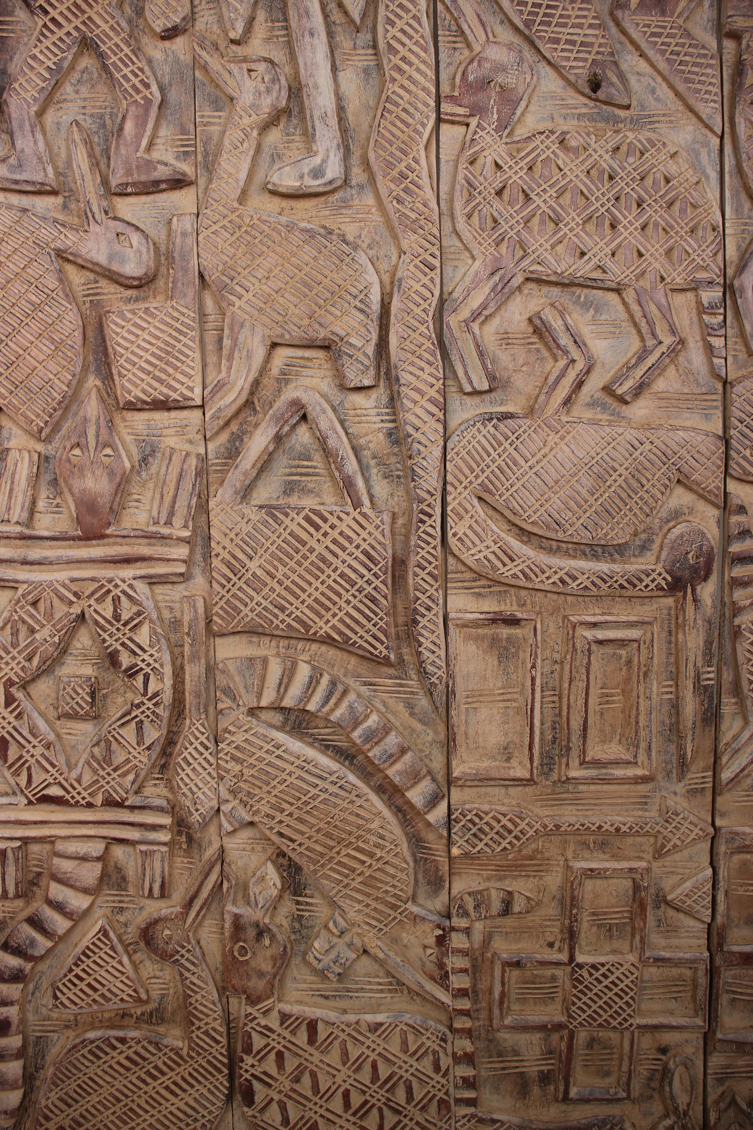 Yoruba Tribe Wooden Door ~81.5" Tall - New 2025 - West African Artifacts