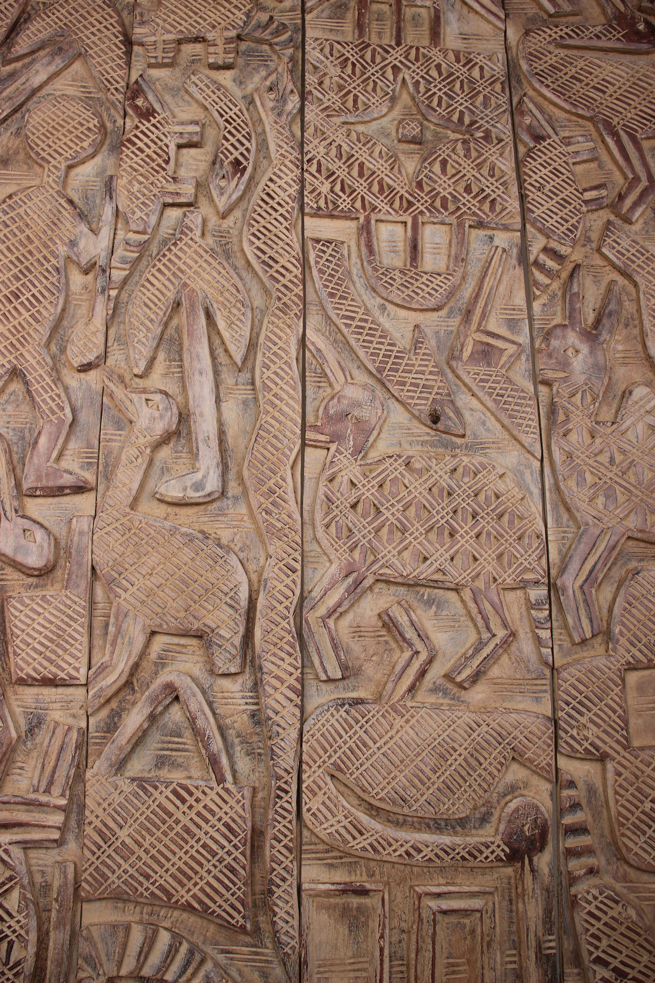 Yoruba Tribe Wooden Door ~81.5" Tall - New 2025 - West African Artifacts