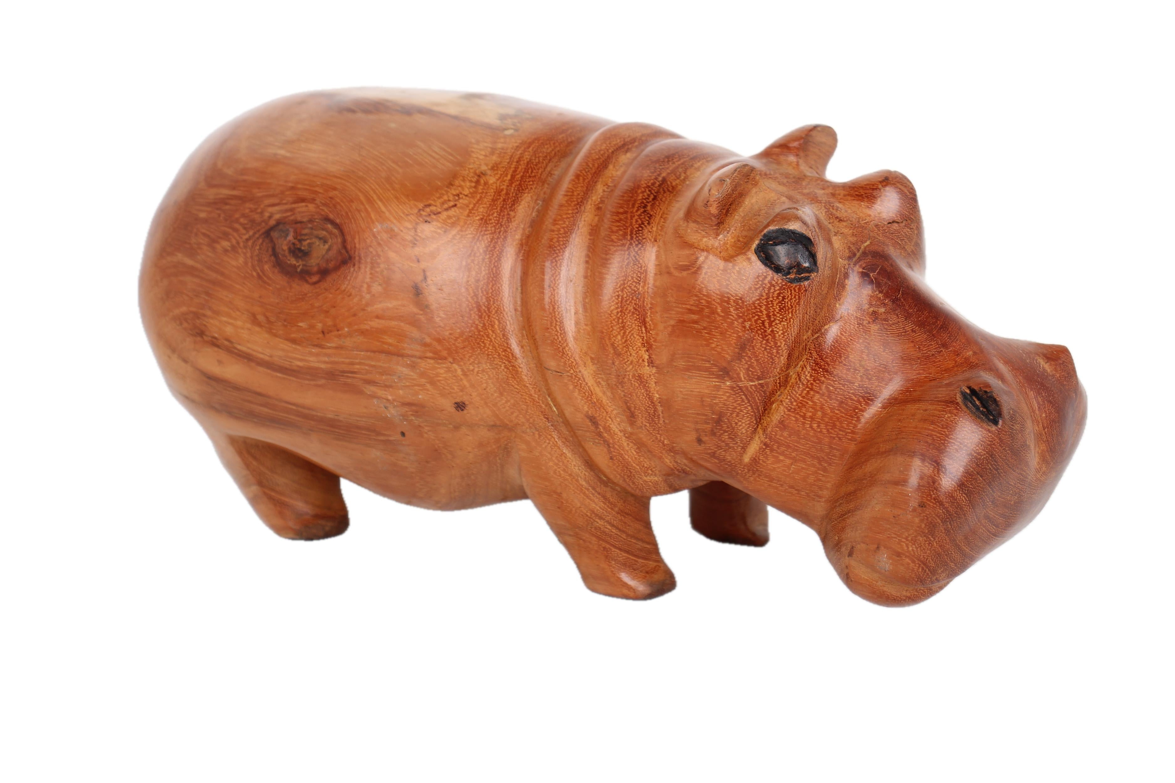Chichewa Tribe Wooden Hippo ~5.5" Tall - New 2025 - Wooden and Basket Artifacts