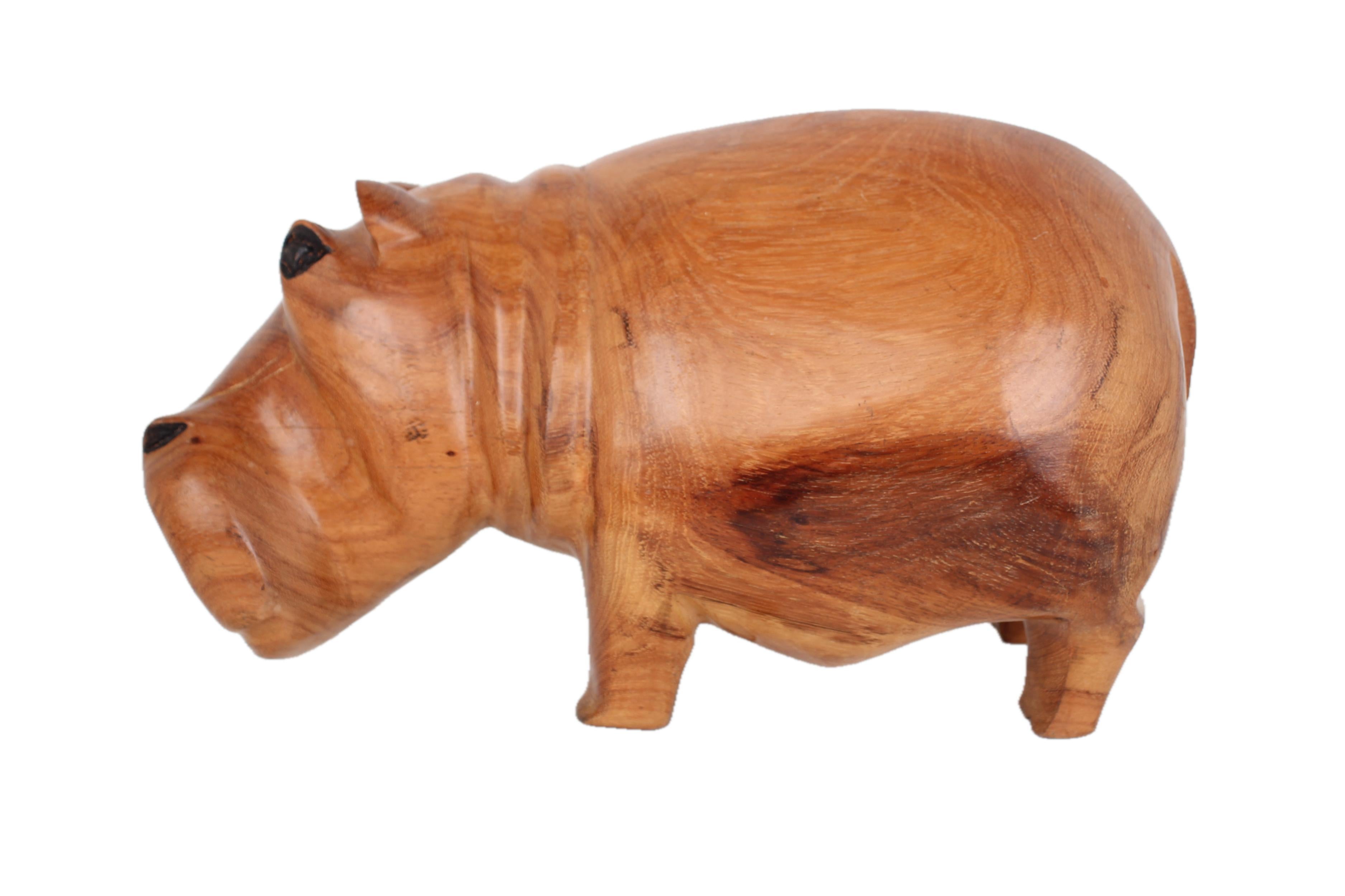 Chichewa Tribe Wooden Hippo ~7.9" Tall - New 2025 - Wooden and Basket Artifacts