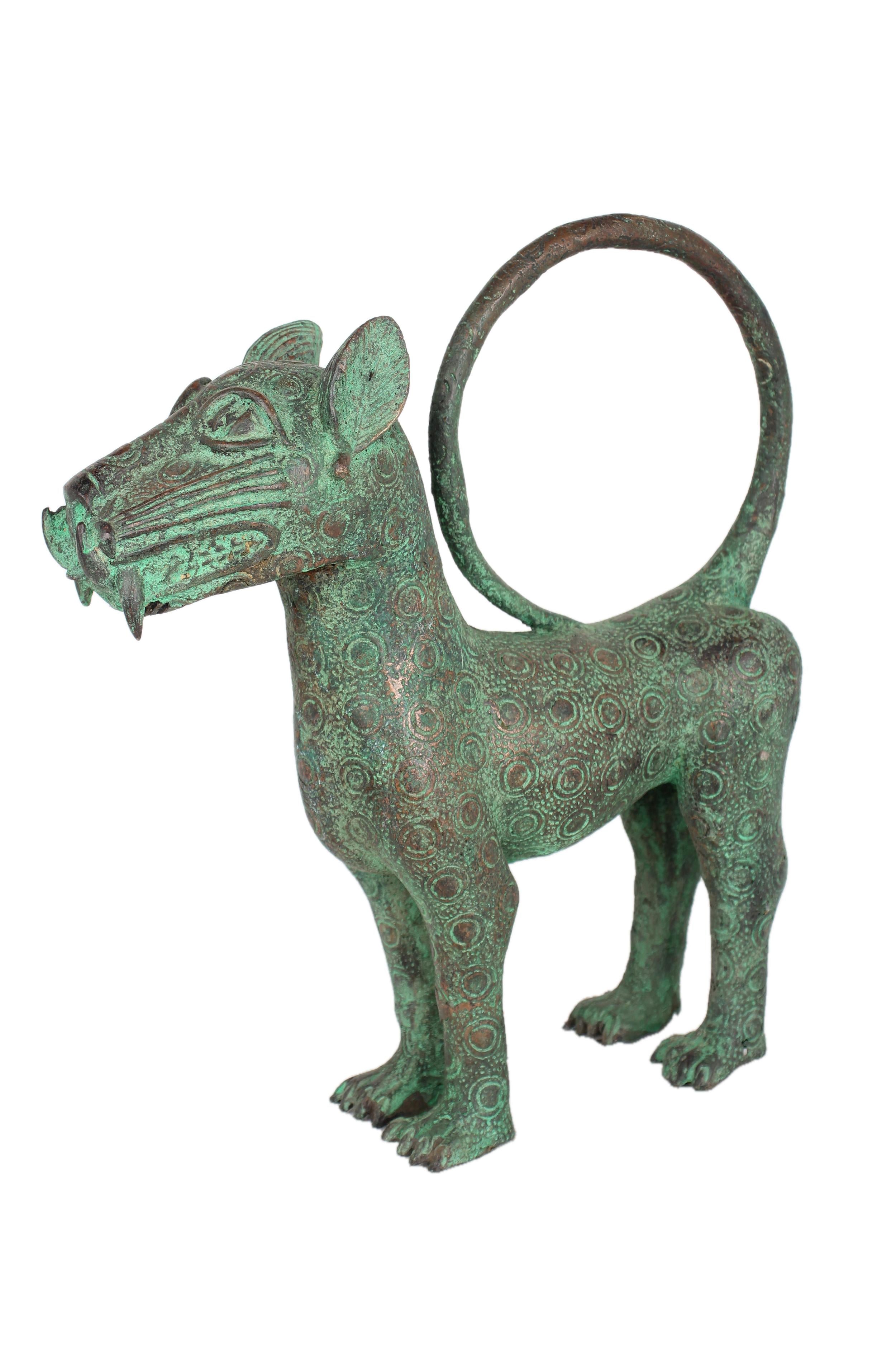 Edo Tribe Benin Bronze Leopard ~15.0" Tall - New 2025