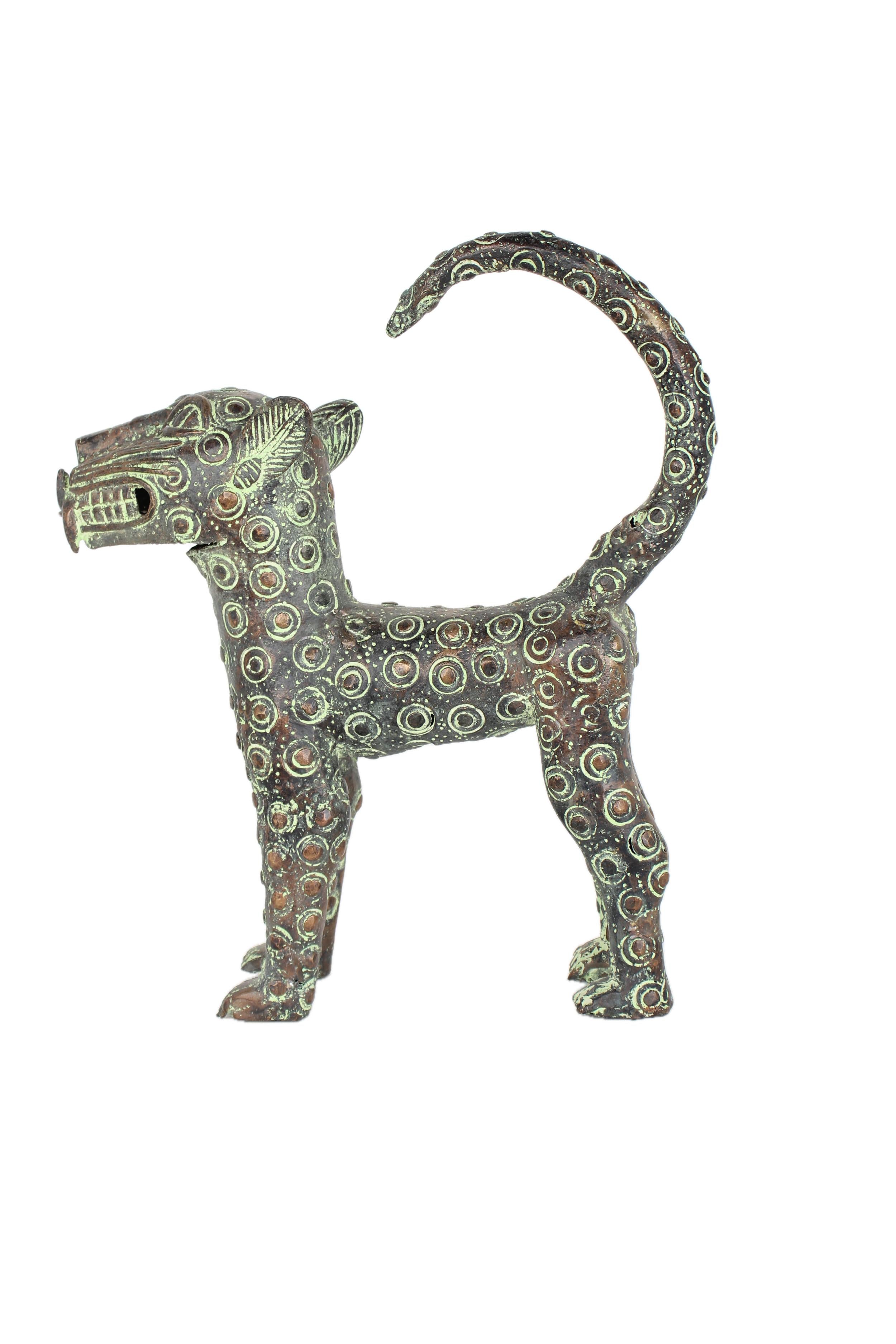 Edo Tribe Benin Bronze Leopard ~16.5" Tall - New 2025